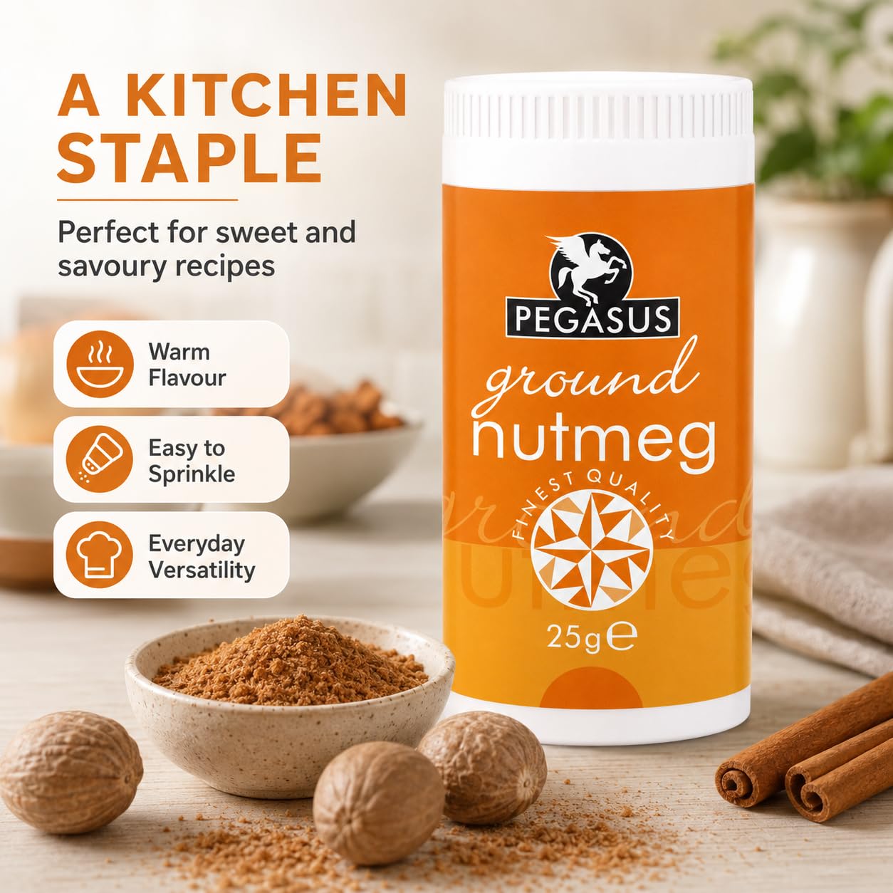 Pegasus Ground Nutmeg - Premium Aromatic Spice for Baking & Cooking | 25g Powder 4
