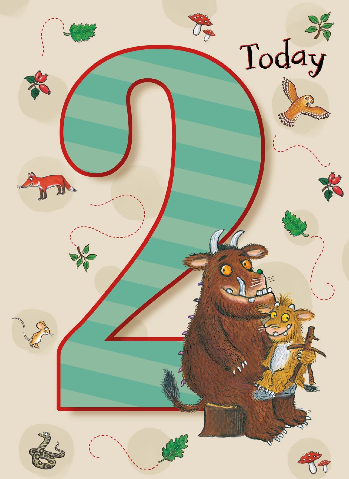 Danilo Promotions LTD Gruffalo 2nd Birthday Card for Children | 7 x 5 Inch | Multi Color 1
