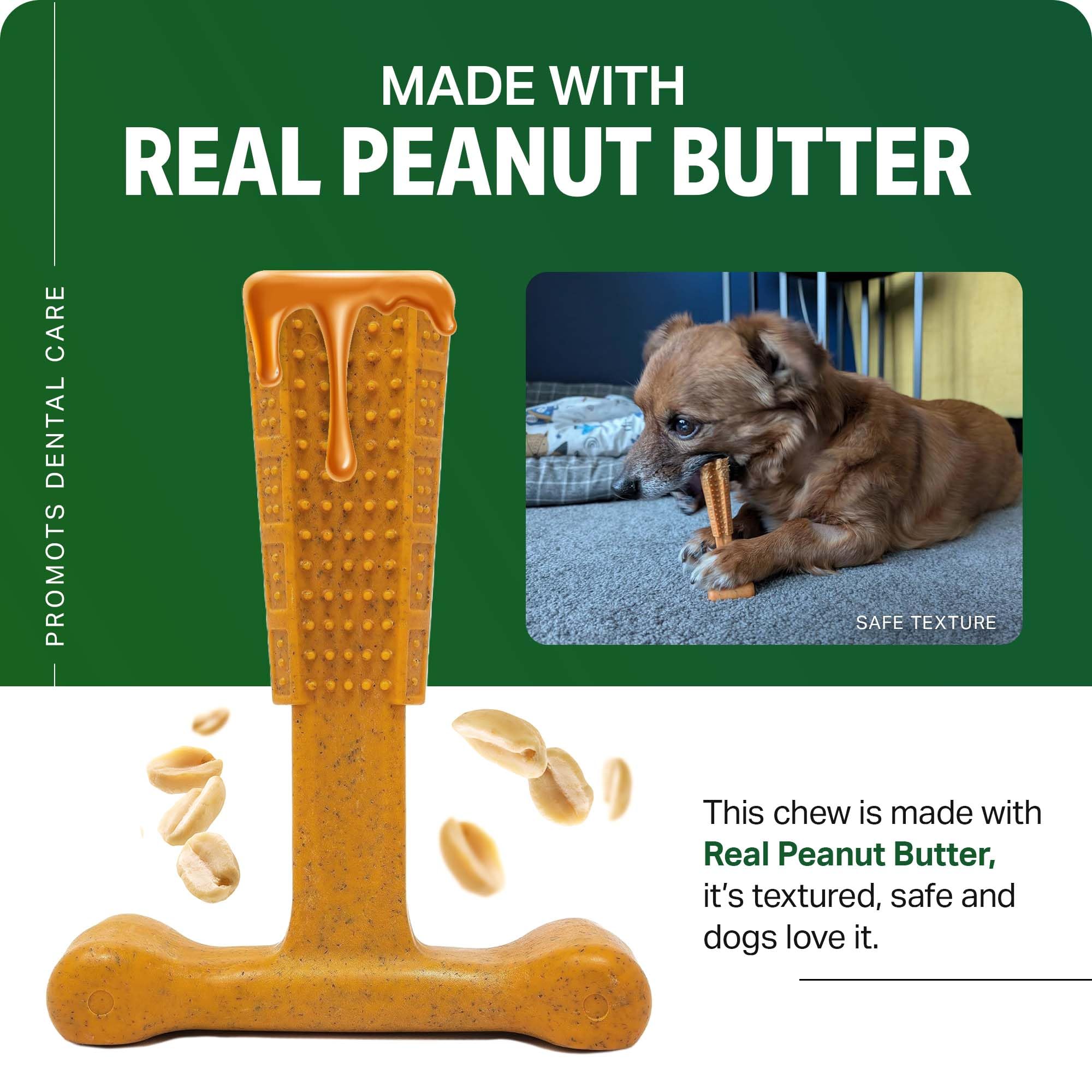Bamboodles T-Bone Dog Chew Toy - Large | Peanut Butter Flavour | Durable Nylon 5