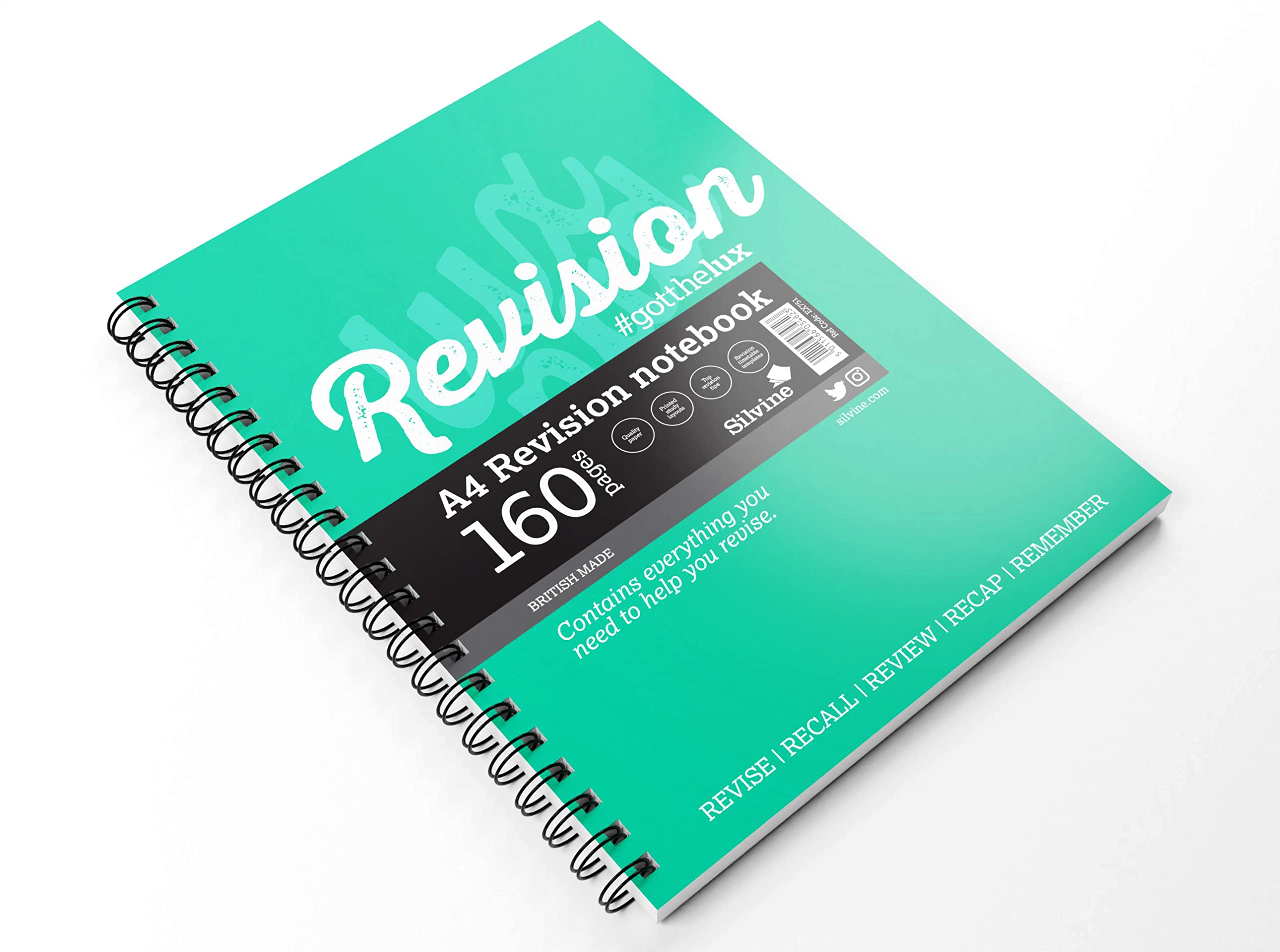 Silvine Luxpad A4 Wirebound Study Notebook - Lined 160 Pages with Revision Guide | Soft Cover