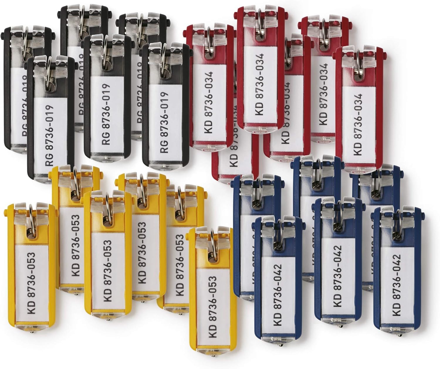 Durable Key Clips - Pack of 24 Plastic Key Tags with Assorted Colors | 68mm Height