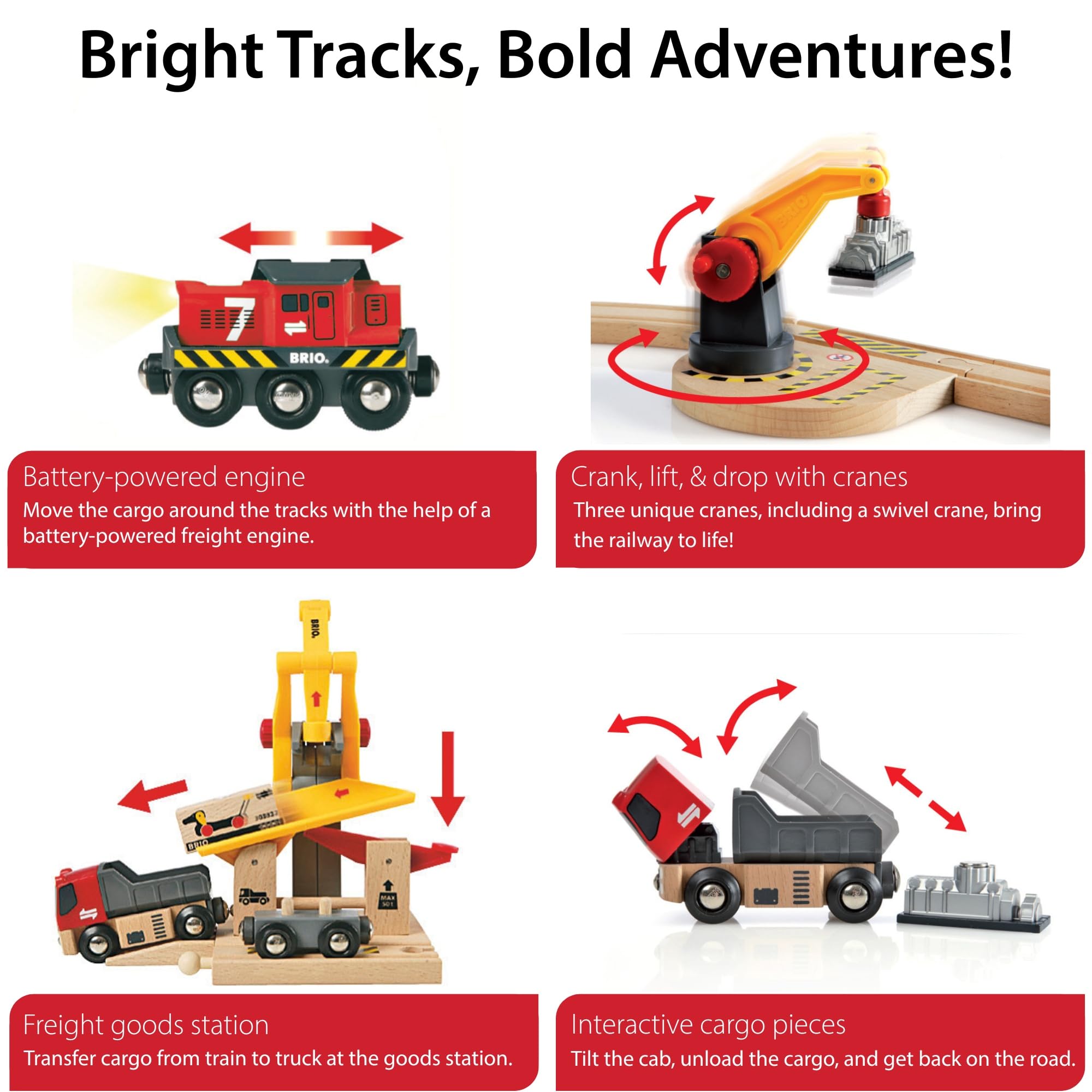 BRIO World Deluxe Cargo Wooden Railway Train Set | 54 Pieces | Age 3+ 4