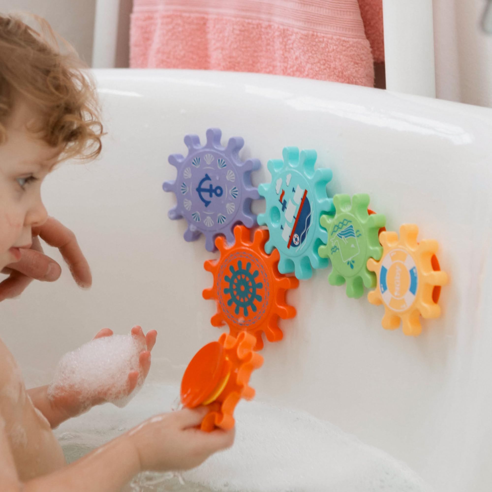 Nuby Bath Cogs Interactive Baby Bath Toy - Easy Assembly, Suction Cups, Sensory Development | 12 Months+ 4