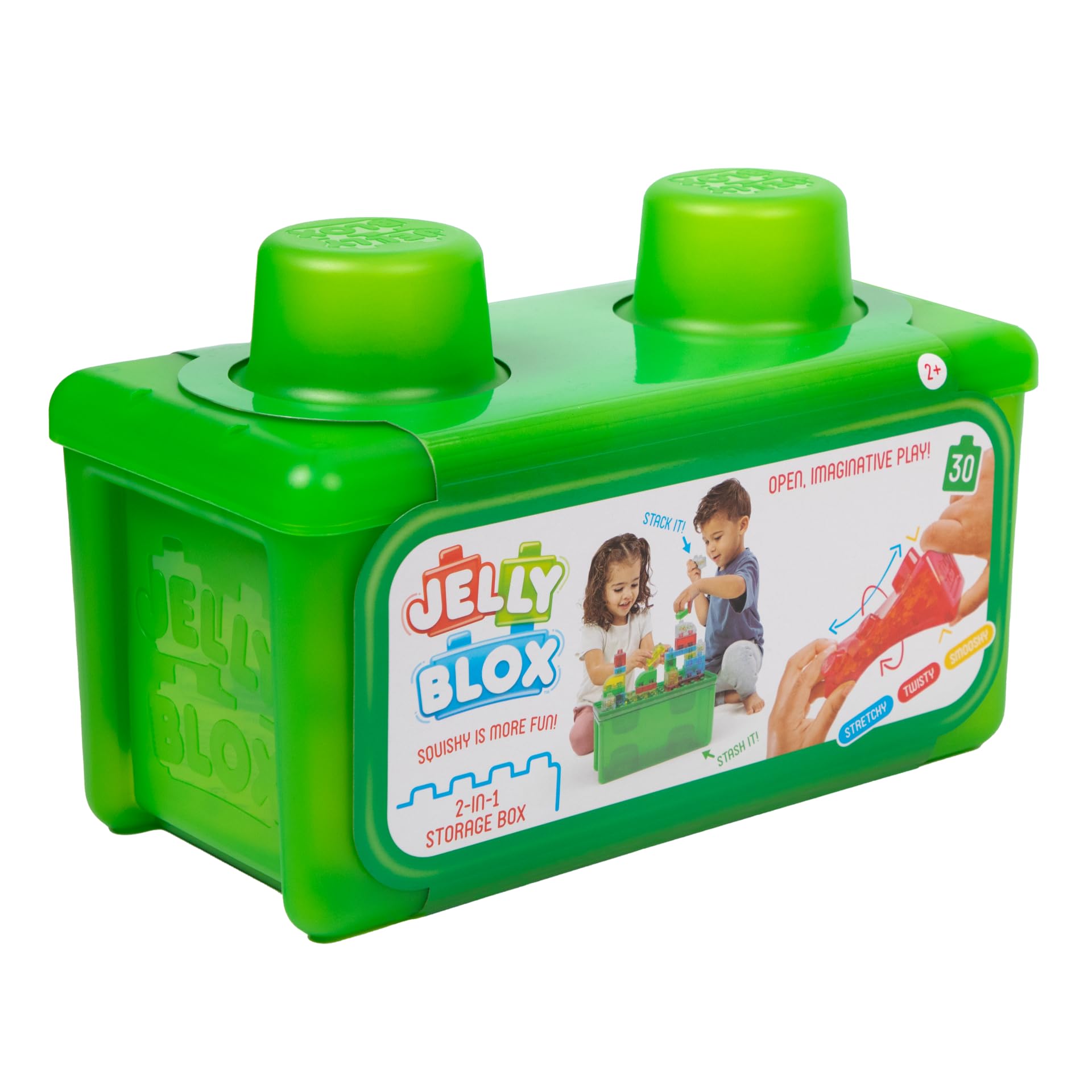 Jelly Blox 2-in-1 Storage Kit - 30 Squishy Toddler & Preschool Building Blocks | Ages 2+