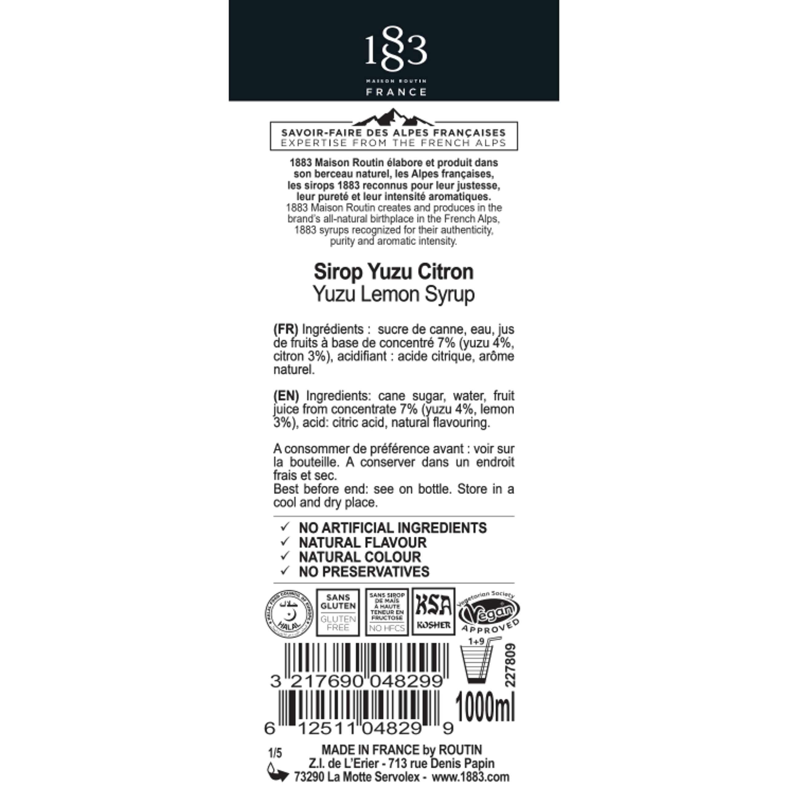 1883 MAISON ROUTIN Premium Yuzu Lemon Syrup for Cocktails & Mocktails | 1 L | Made in France 5