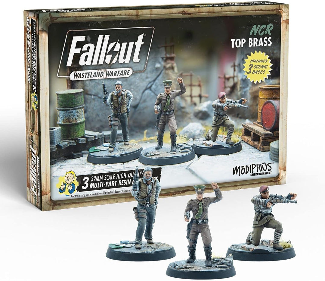 Modiphius Entertainment Fallout Wasteland Warfare NCR Top Brass Miniatures Set - Tabletop Miniatures for Strategy Gaming