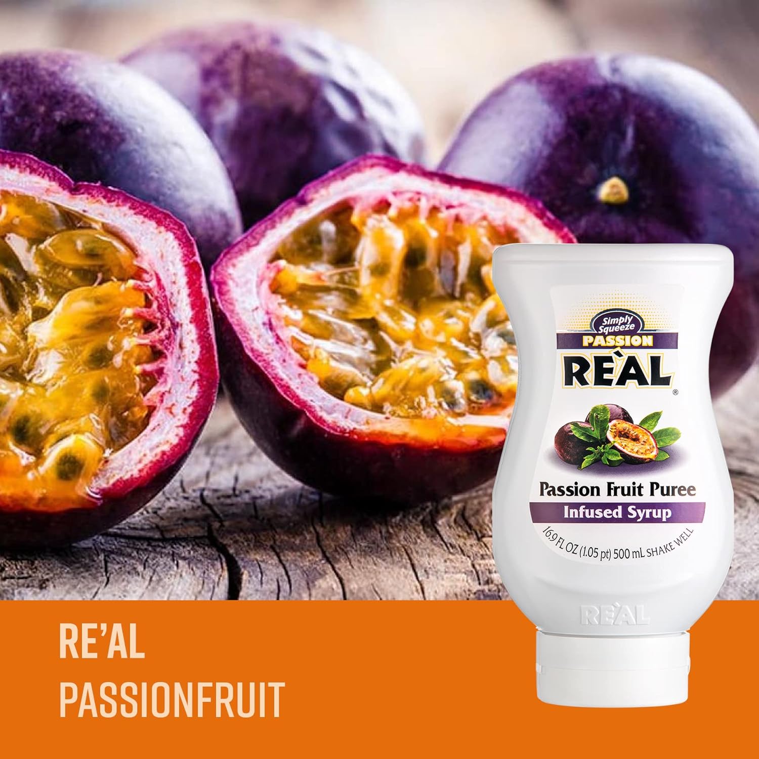 RE"AL Syrups Passion Fruit Puree Infused Fruit Syrup for Cocktails, Cooking & Baking 5