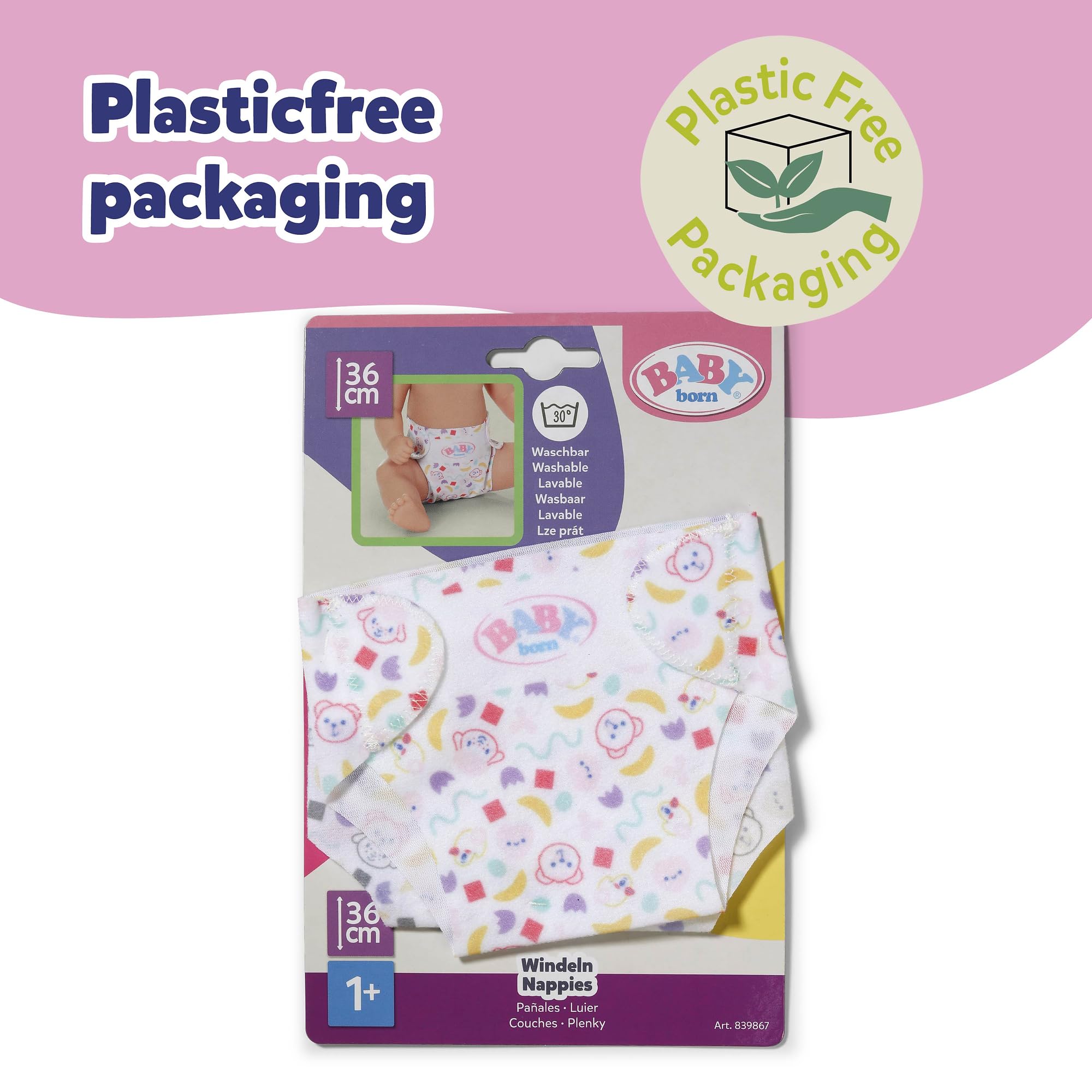 BABY born Diapers - 2 Reusable Cloth Diapers for 36cm Dolls | Polyester 9