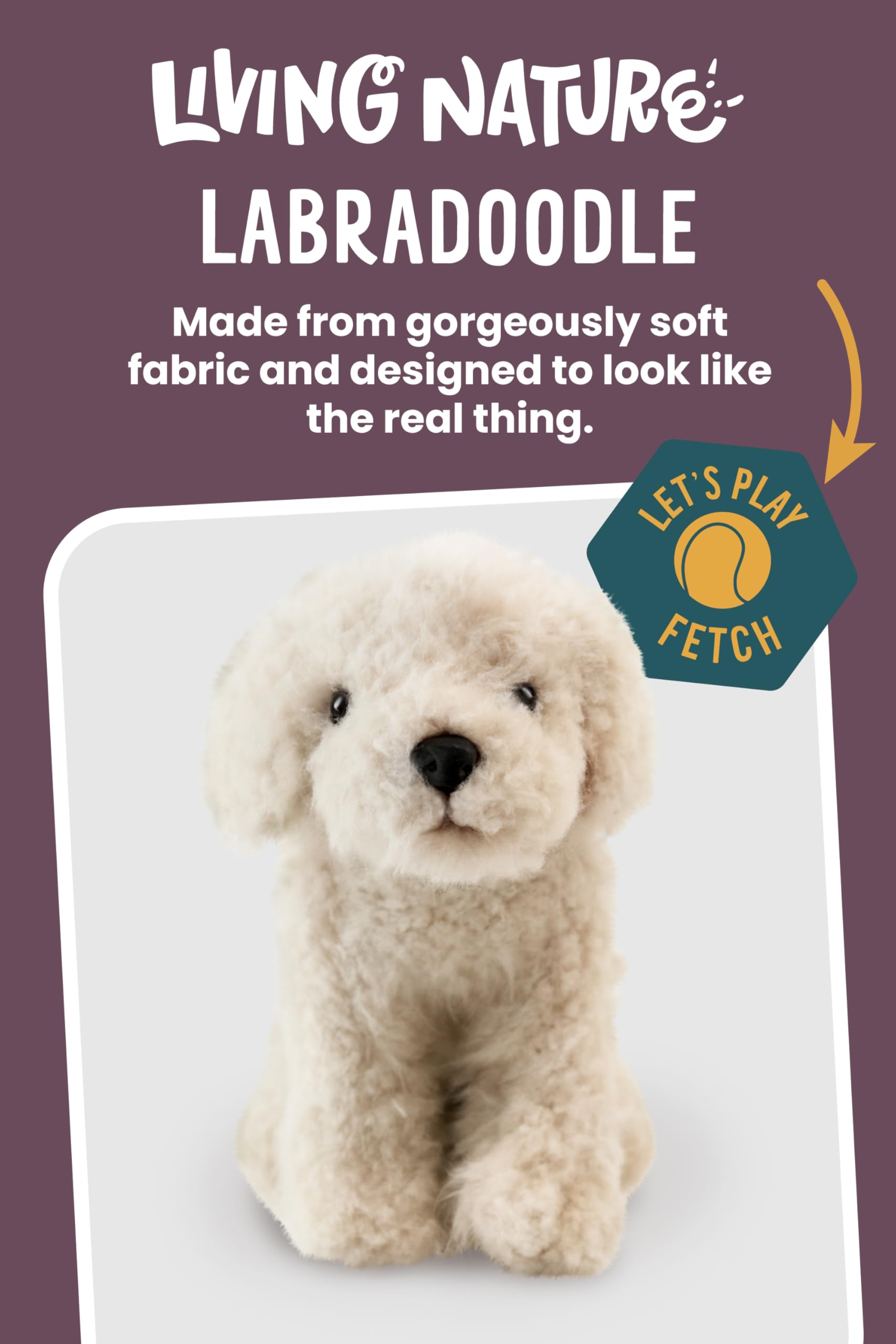 Living Nature Labradoodle Stuffed Animal - 25cm Plush Toy with Educational Tag 2