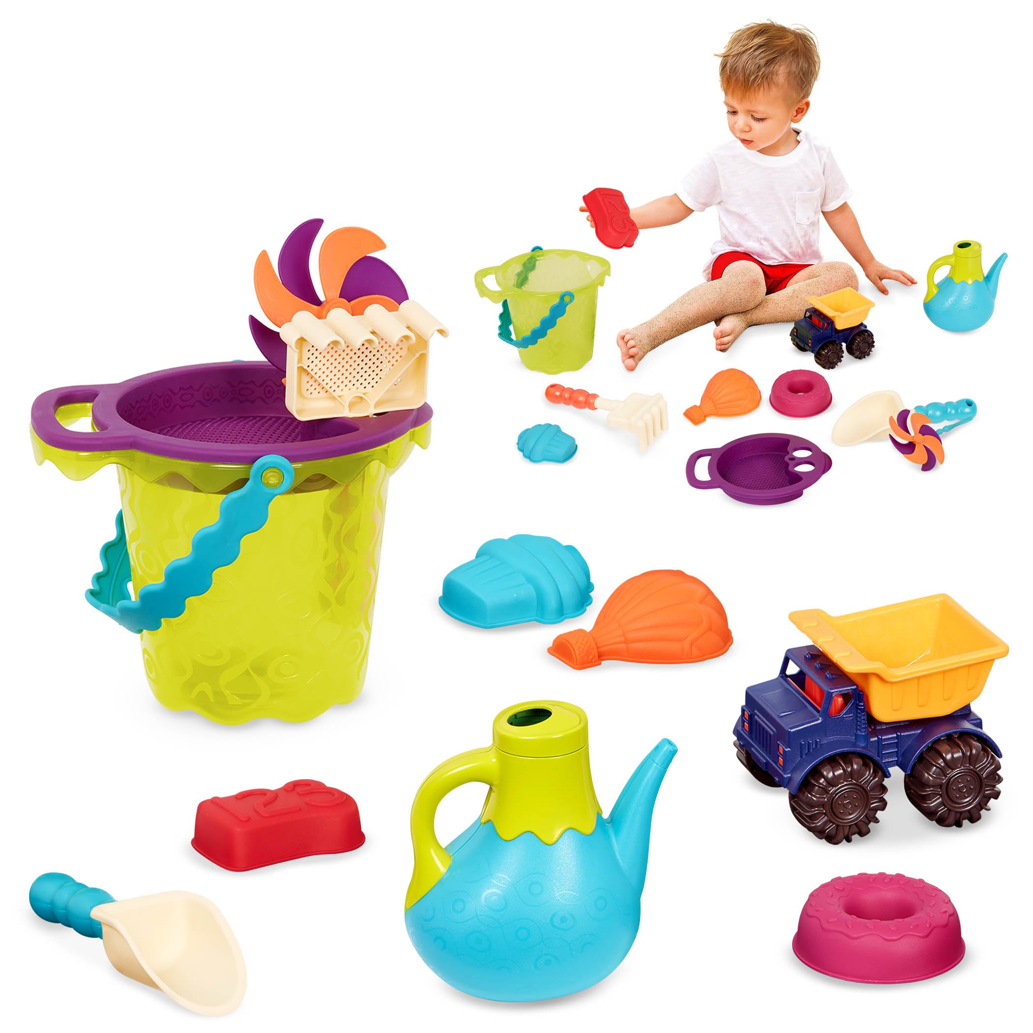 B. toys Beach Summer Bag Water Playset with 11 Sand Toys | Ages 18m+ 1