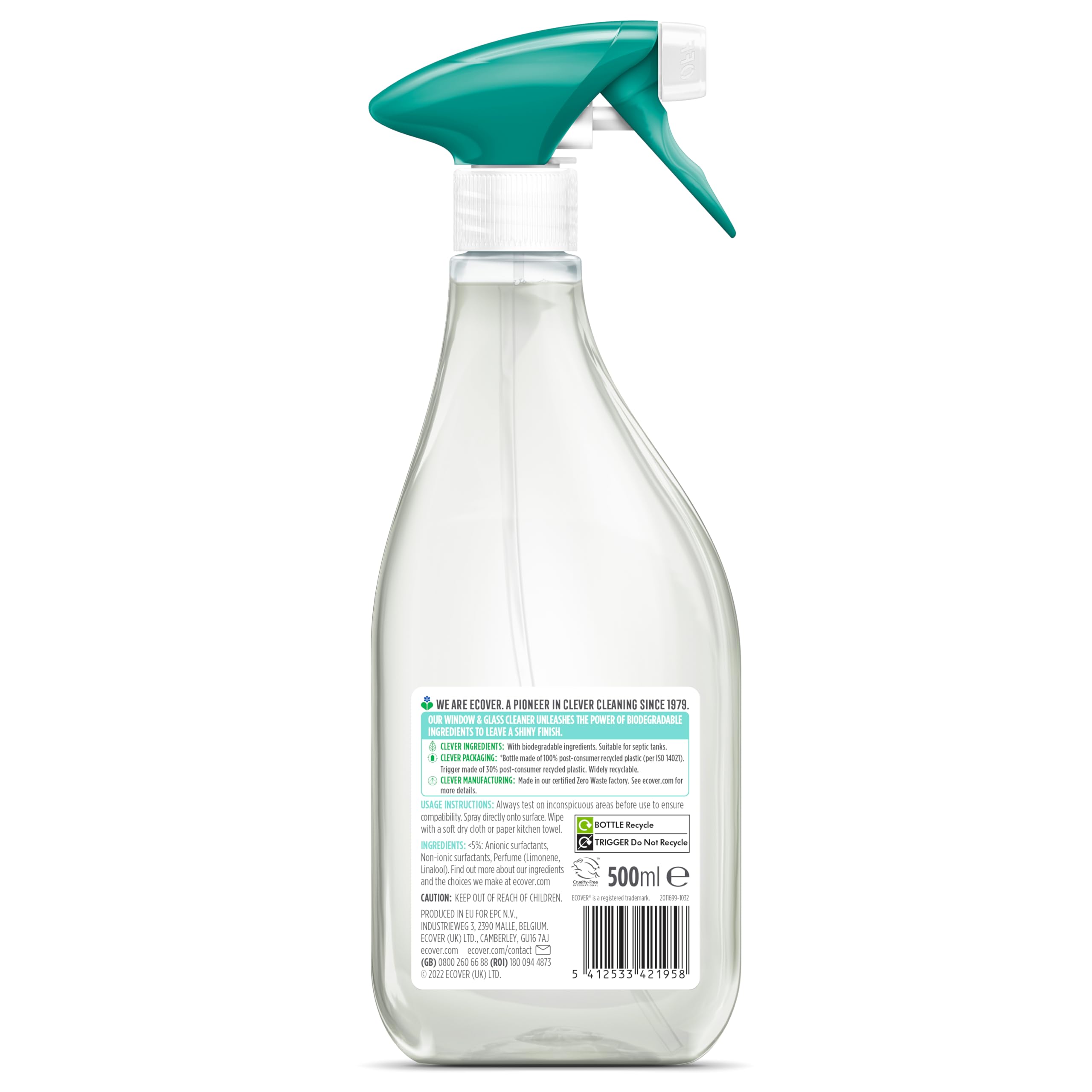 Ecover Glass Cleaner Spray - Biodegradable, Grapefruit & Green Tea Scent | 500 ml 2