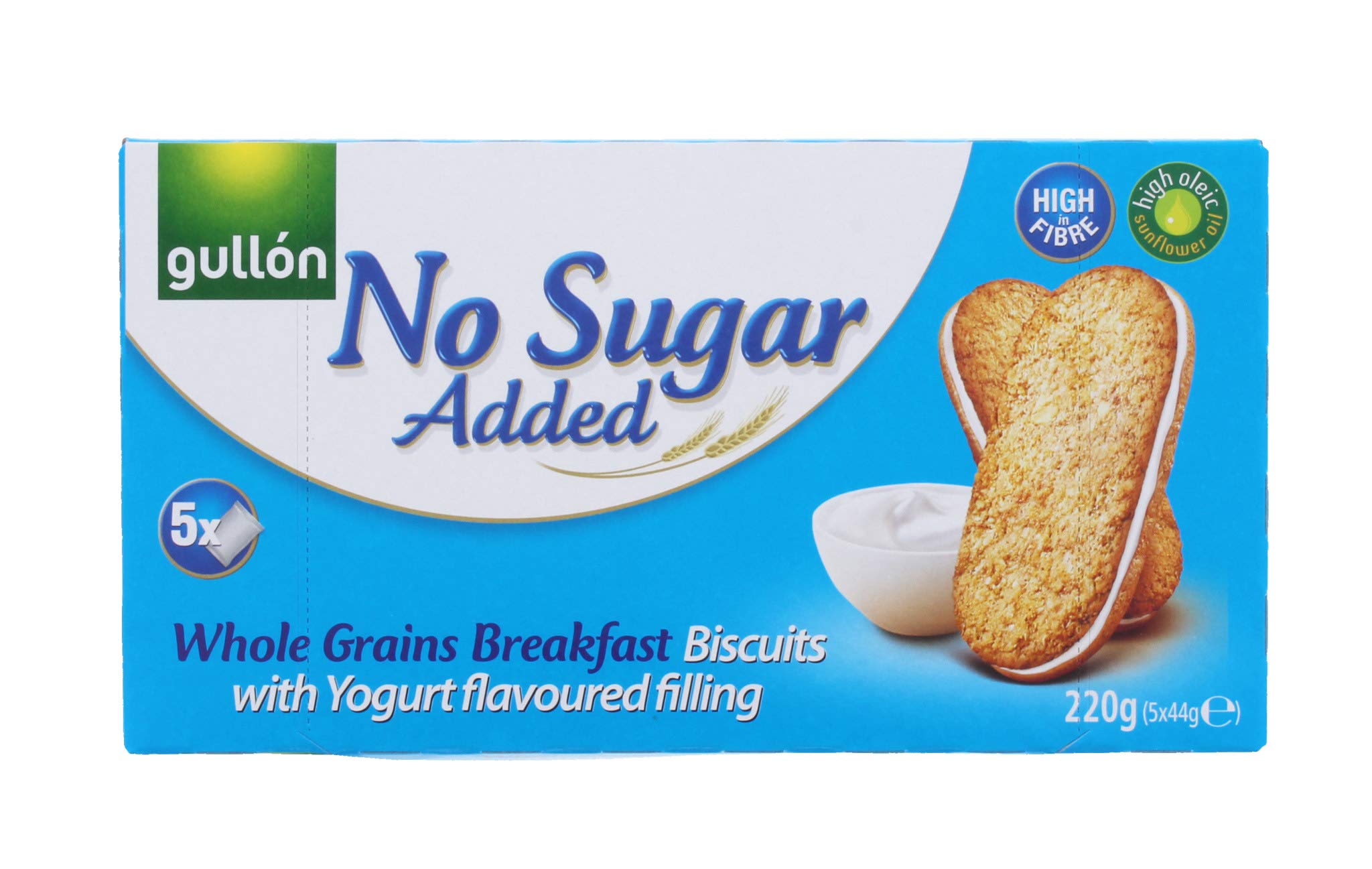 Gullon No Added Sugar Whole Grains Breakfast Biscuits - Yogurt Crème Sandwich | 2 Pack, 220g Each