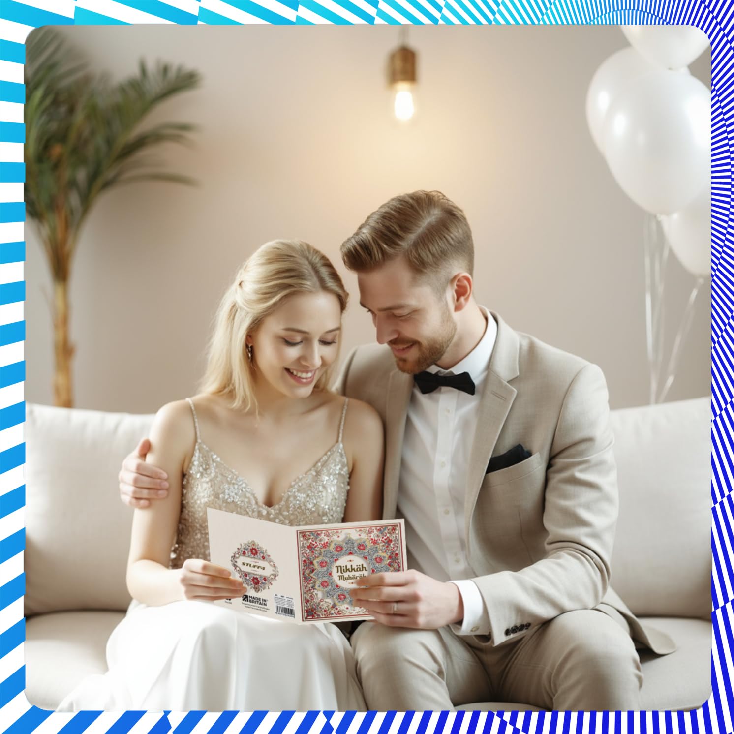 Stuff4 Nikkah Mubarak Wedding Card for Couples | 145mm x 145mm | UK Made 7