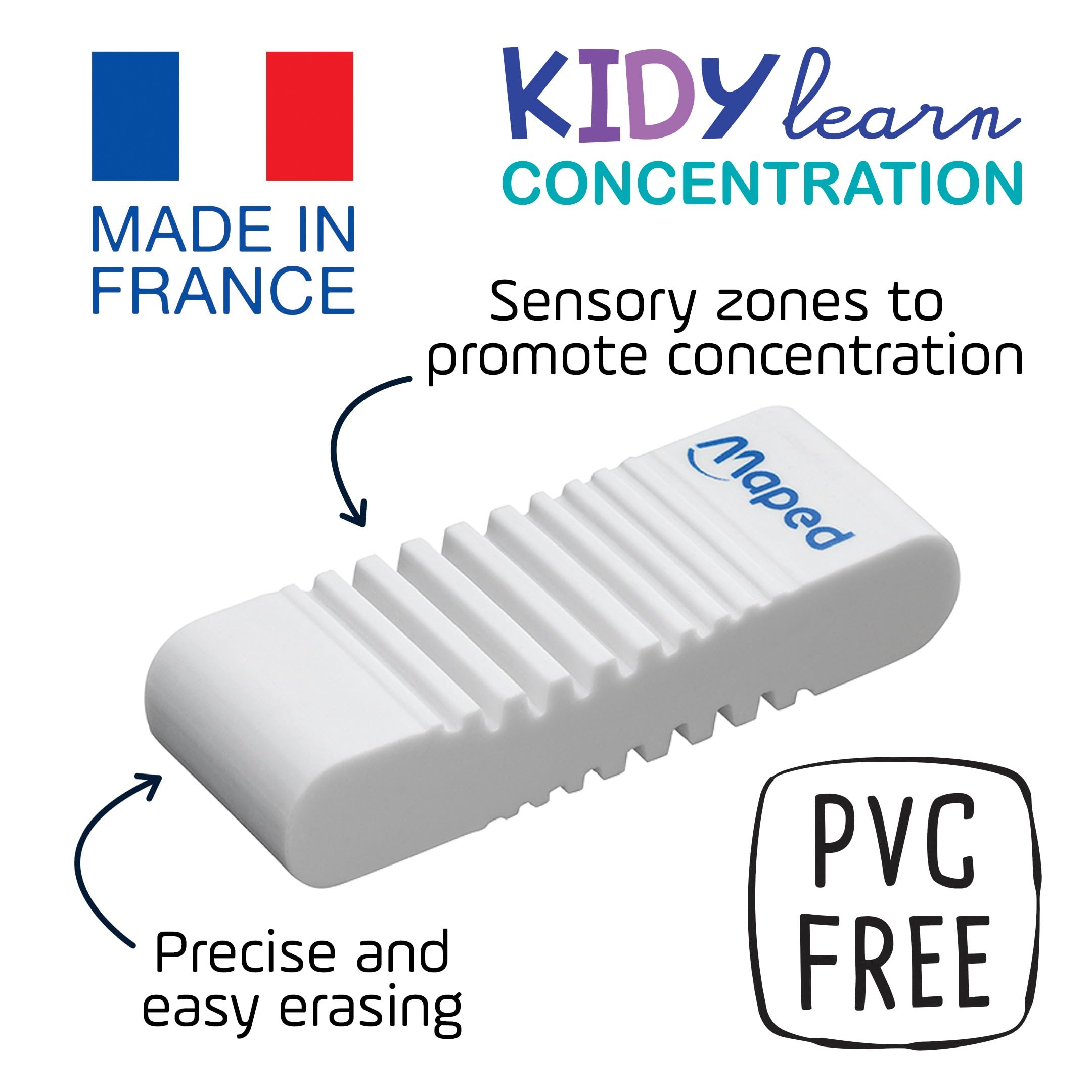 Maped Kidy Learn Concentration Erasers - Textured Surface, Pack of 2 2