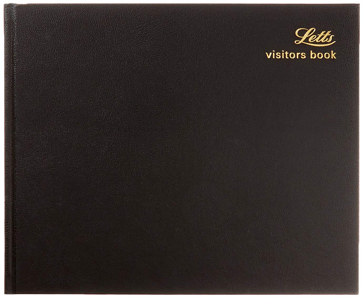 Letts of London Business Visitor Book - Black | Leather Look Cover | Ruled Pages | 180x215mm