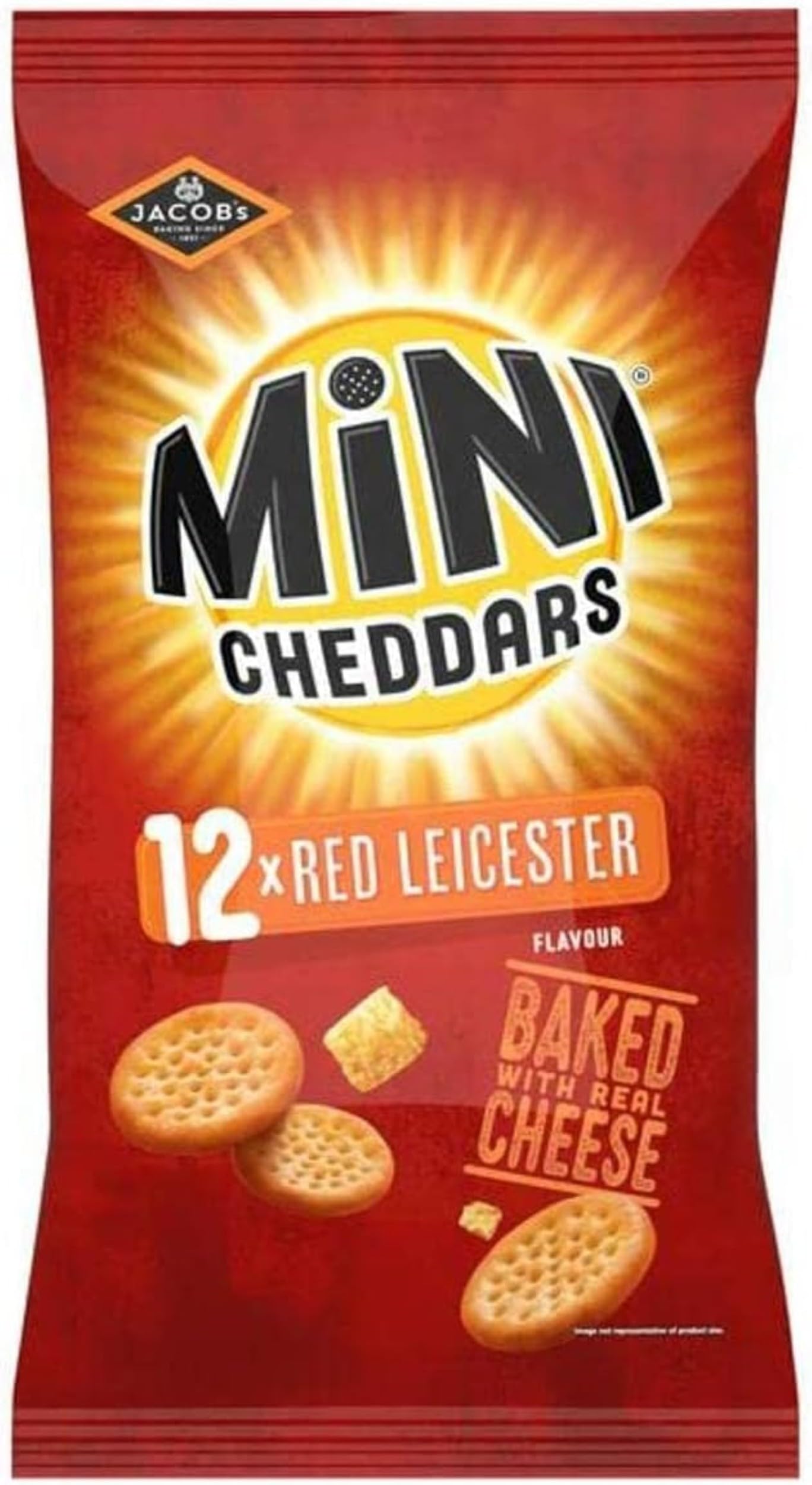 Jacob's Mini Cheddars Red Leicester Flavour  - 12 x 23 g Bags per Pack