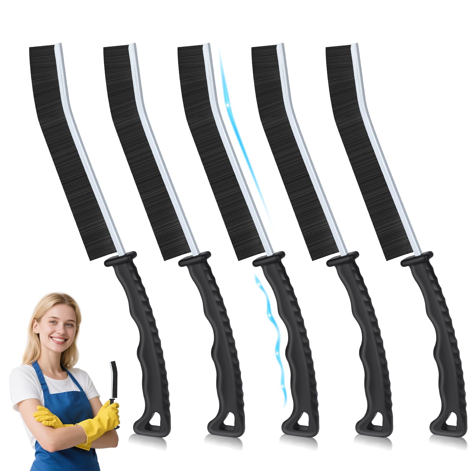 Alyvisun Crevice Cleaning Brush - 5PCS Thin Brush Head | Nylon Bristles | Plastic Handle