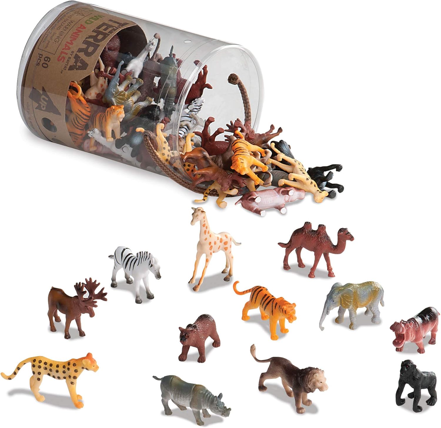Terra by Battat Wild Animals – 60-Piece Miniature Animal Figurine Set for Kids 3+ 1
