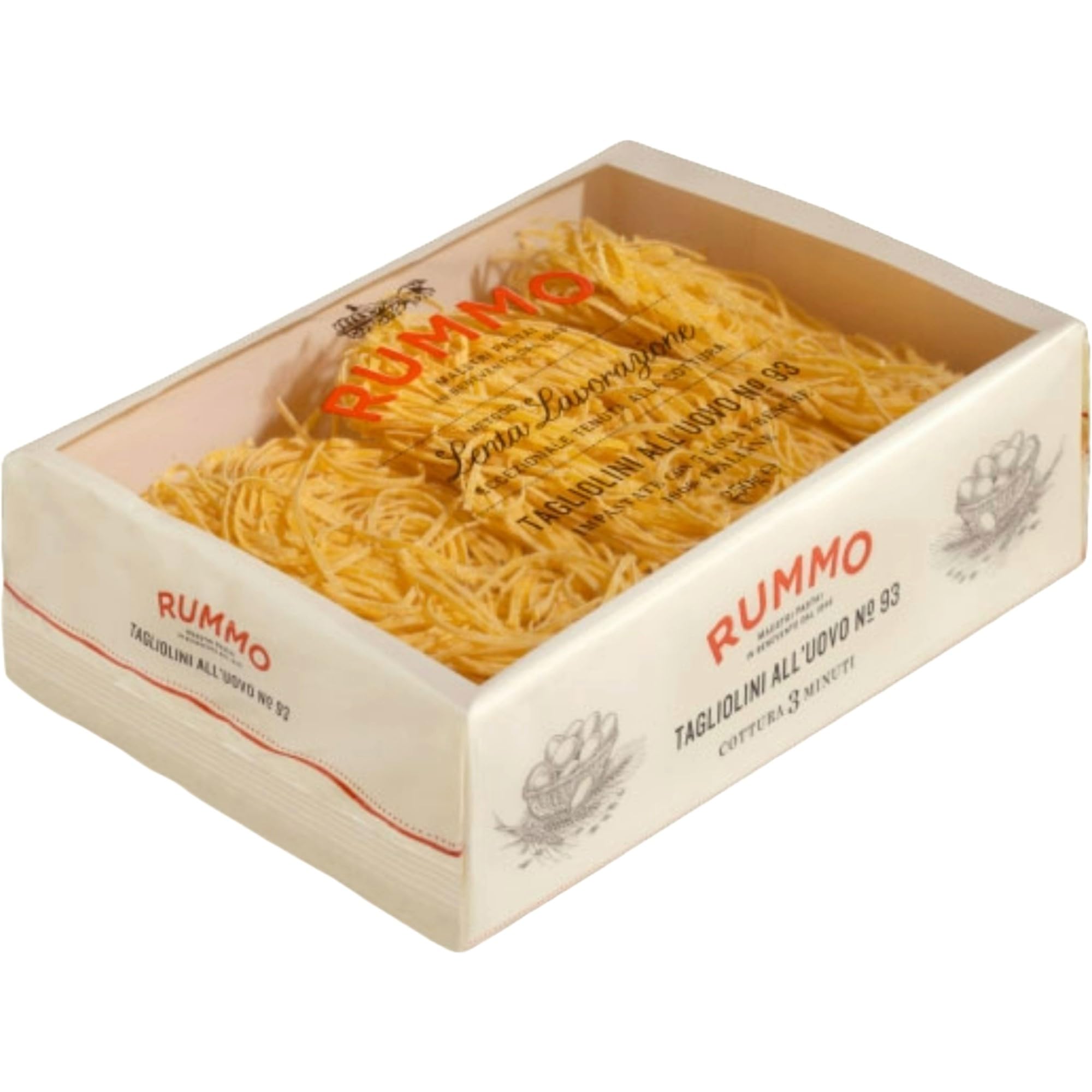 Rummo Egg Tagliolini All'uovo Pasta No.93 - Fine-Cut Italian Egg Pasta | 23.9% Egg Content | 250g 1