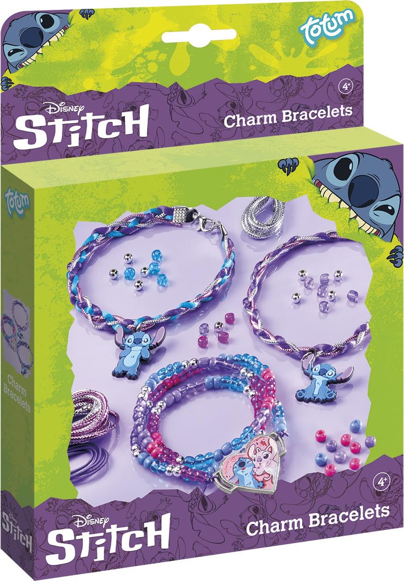Totum Stitch Charm Bracelet Making Kit - Unisex Kids Jewellery Set | 25 Items | Various Colours
