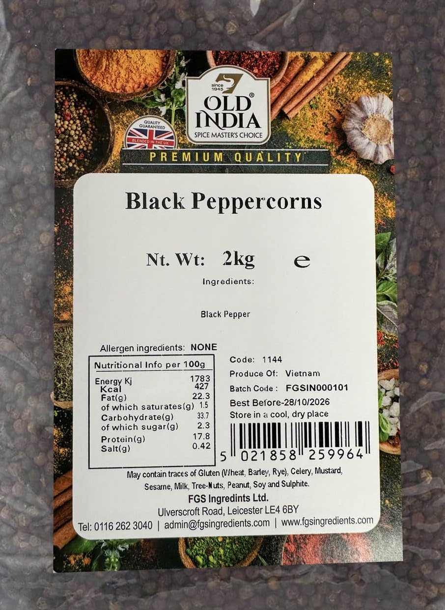 Old India Black Peppercorns - 2kg