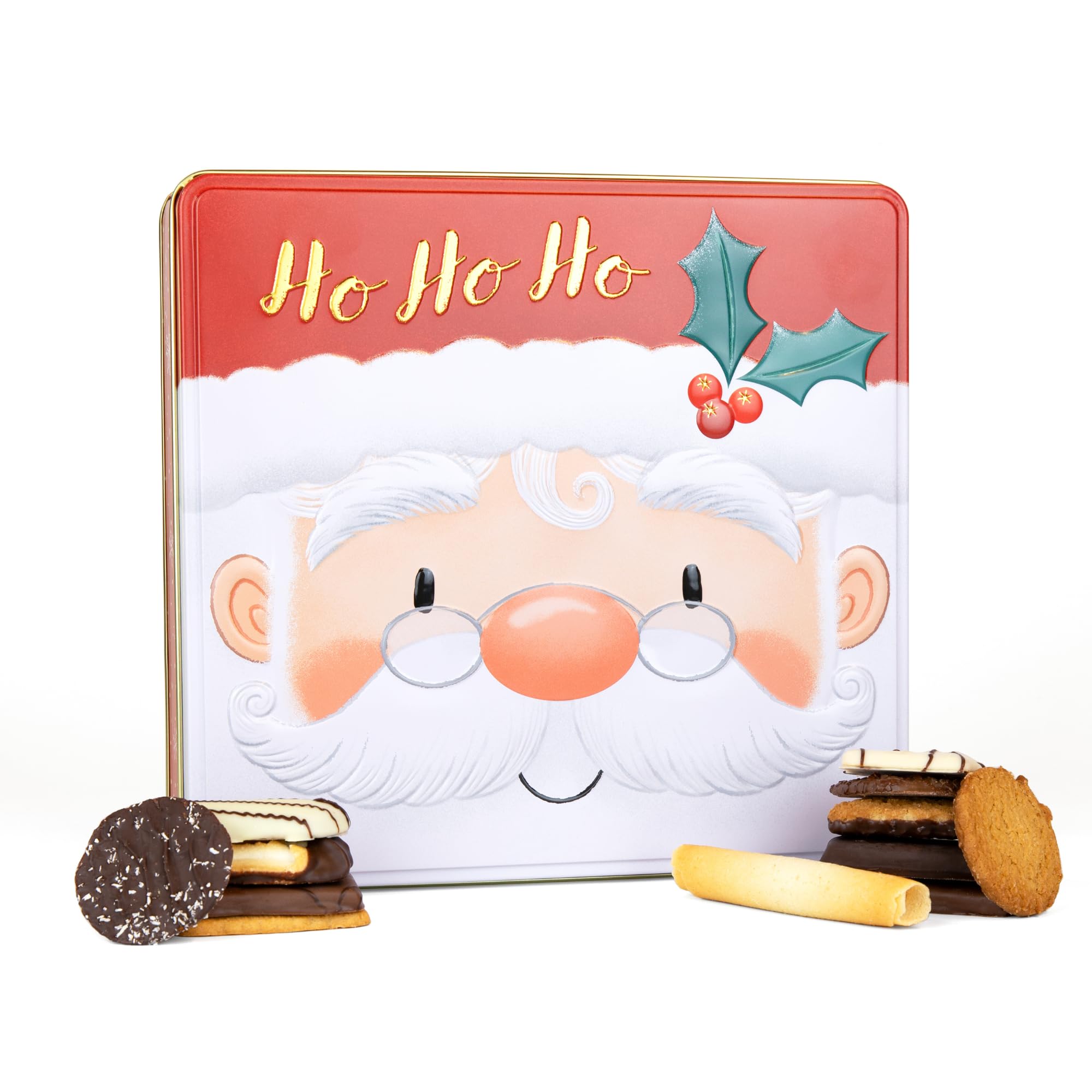 The Silver Crane Co. Santa Belgian Biscuits Square Tin - Christmas Chocolate Biscuit Gift Set