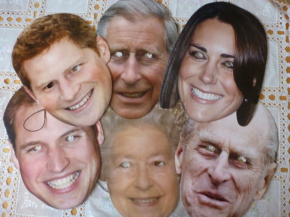 SHATCHI Royal Family Face Masks 8 Pack - King Charles III, Queen Consort Camilla, William, Kate, Harry, Phillip 6