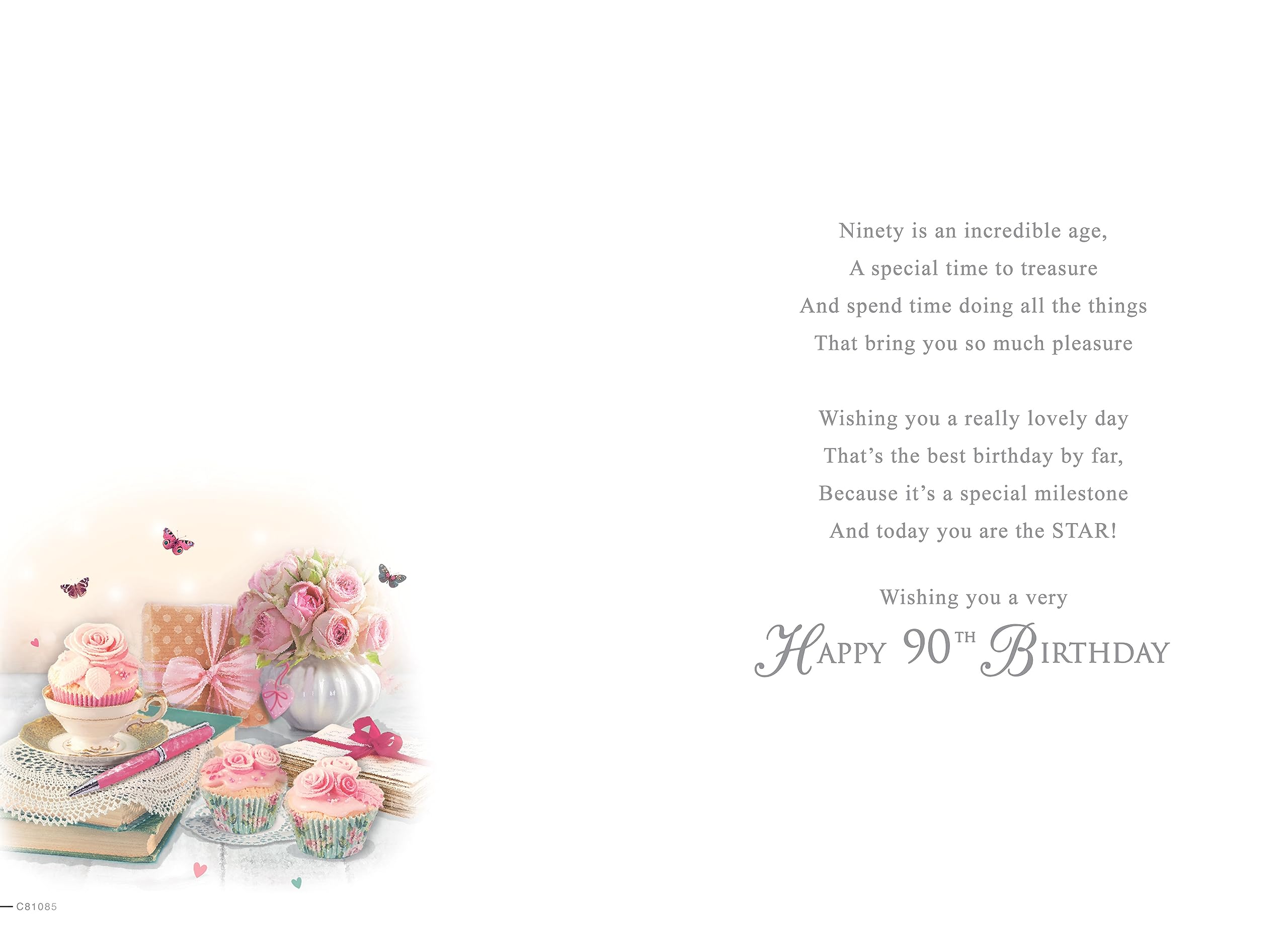 Piccadilly Greetings Age 90 Female Birthday Card - 9 x 6 Inch | Multicolor