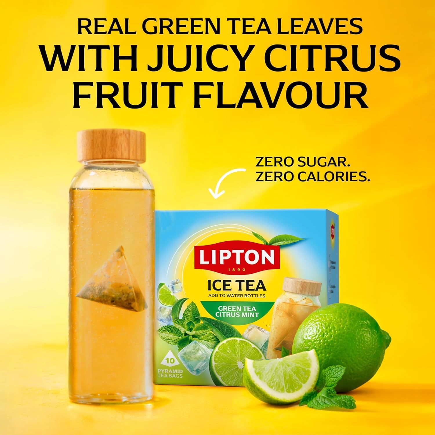 Lipton Ice Tea Green Tea Citrus Mint - Zero Calories, Cold Brew Pyramid Bags, 10 Count 3