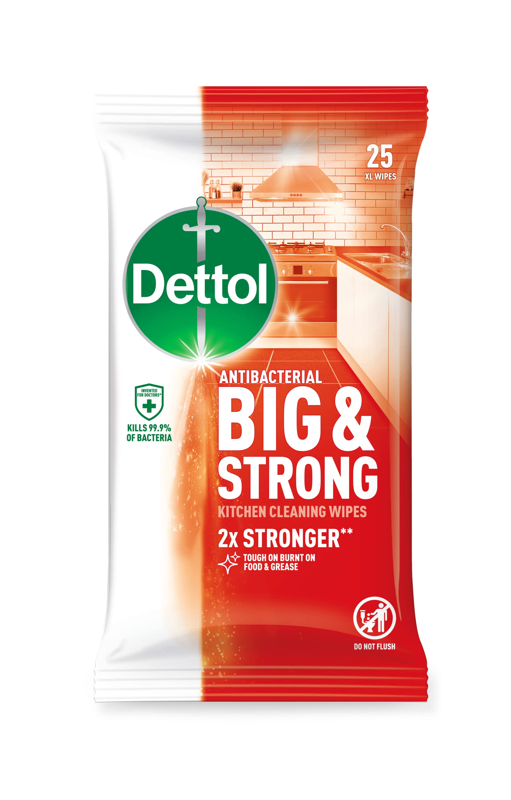 Dettol Big & Strong Kitchen Surface Cleaning Wipes - Kills 99.9% Bacteria | 2X Stronger | 25 Count 1