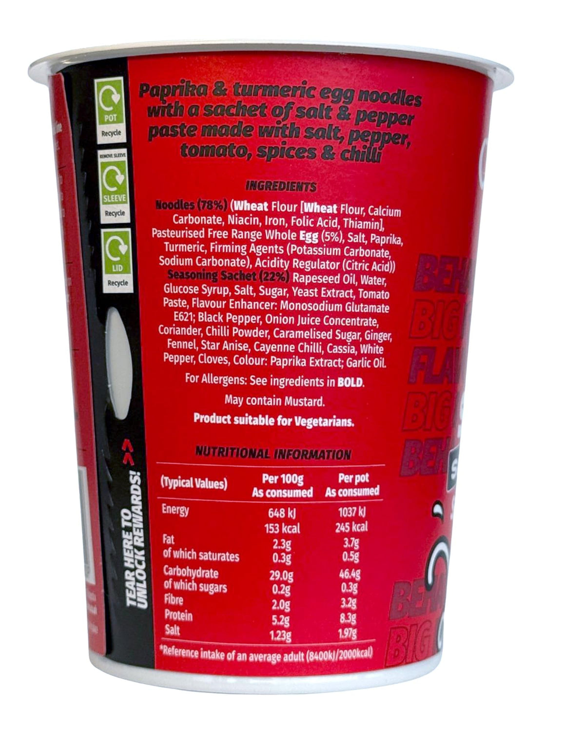 Chopstix Salt & Pepper Saucy Noodles - 8 x 67g Extra Long Wheat Noodles