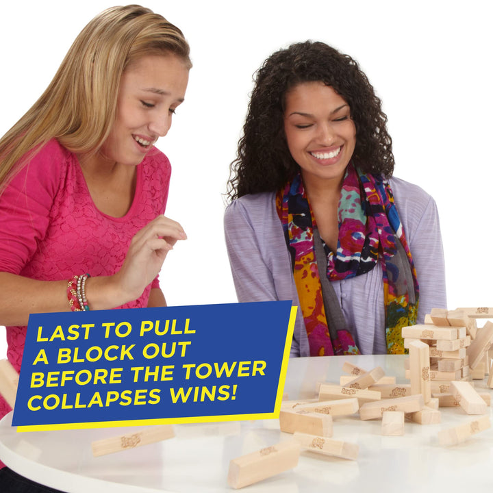 Hasbro Gaming Jenga Classic Stacking Game, Outdoor Family Fun for Kids Ages 6+, 54 Wooden Blocks with Stacking Sleeve