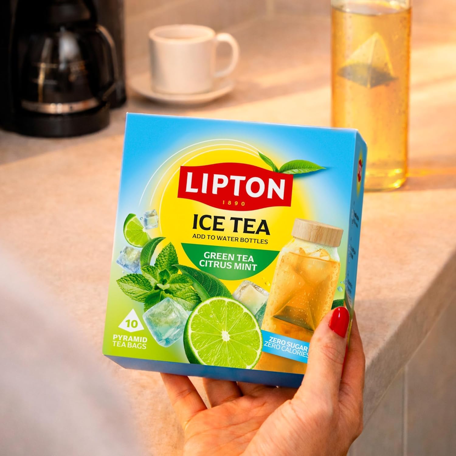Lipton Ice Tea Green Tea Citrus Mint - Zero Calories, Cold Brew Pyramid Bags, 10 Count 7