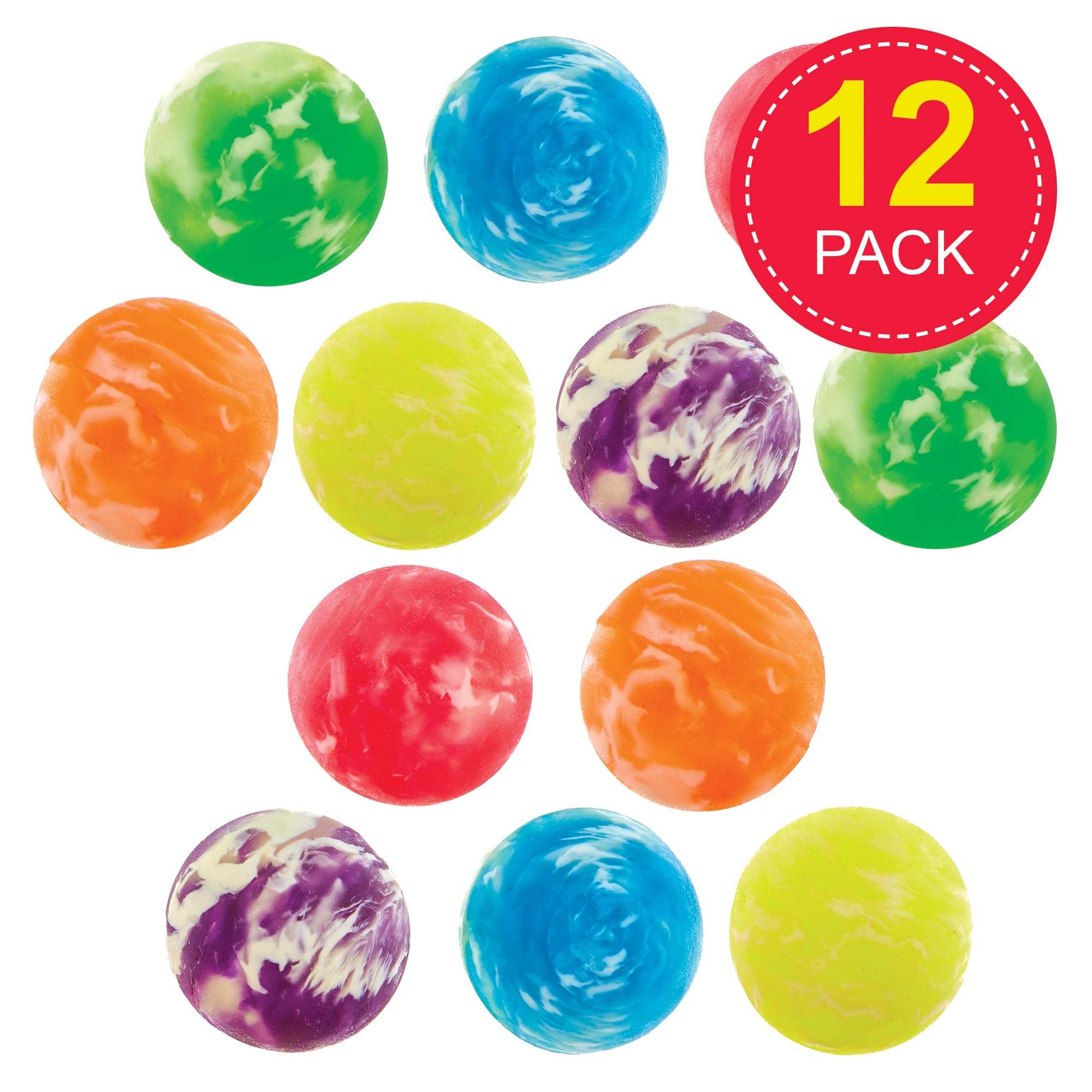 Baker Ross Marble Bouncy Balls - Pack of 12, 27mm Diameter | Assorted Colours 2