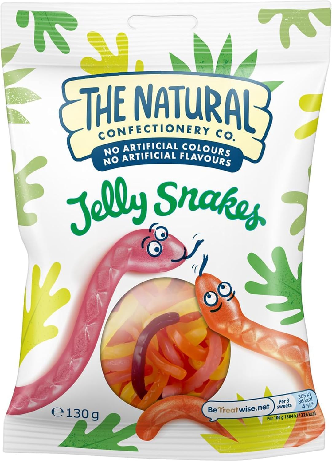 The Natural Confectionery Co. Jelly Snakes - Tangy Fruit Flavours | 10 x 130g Bags 1