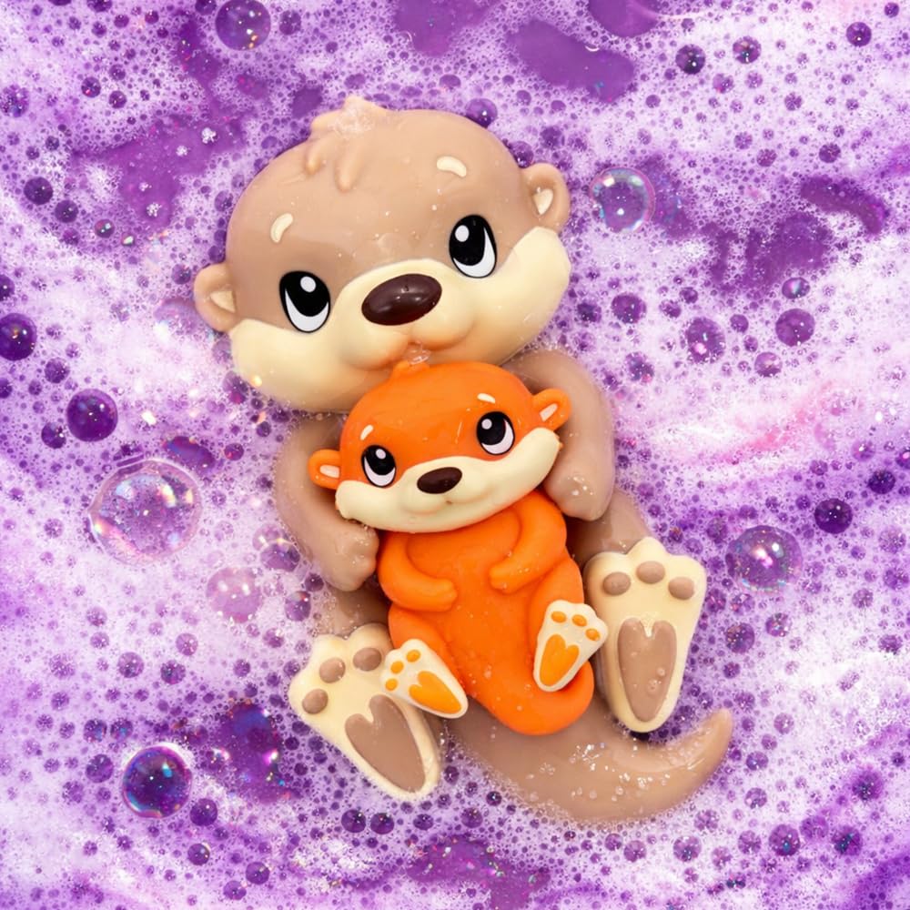 ZIMPLI Baff Buddies Mama & Baby Otter Floating Bath Toy - Lavender Scented Bath Bombs | 3 Bath Bombs | Unisex Children 2