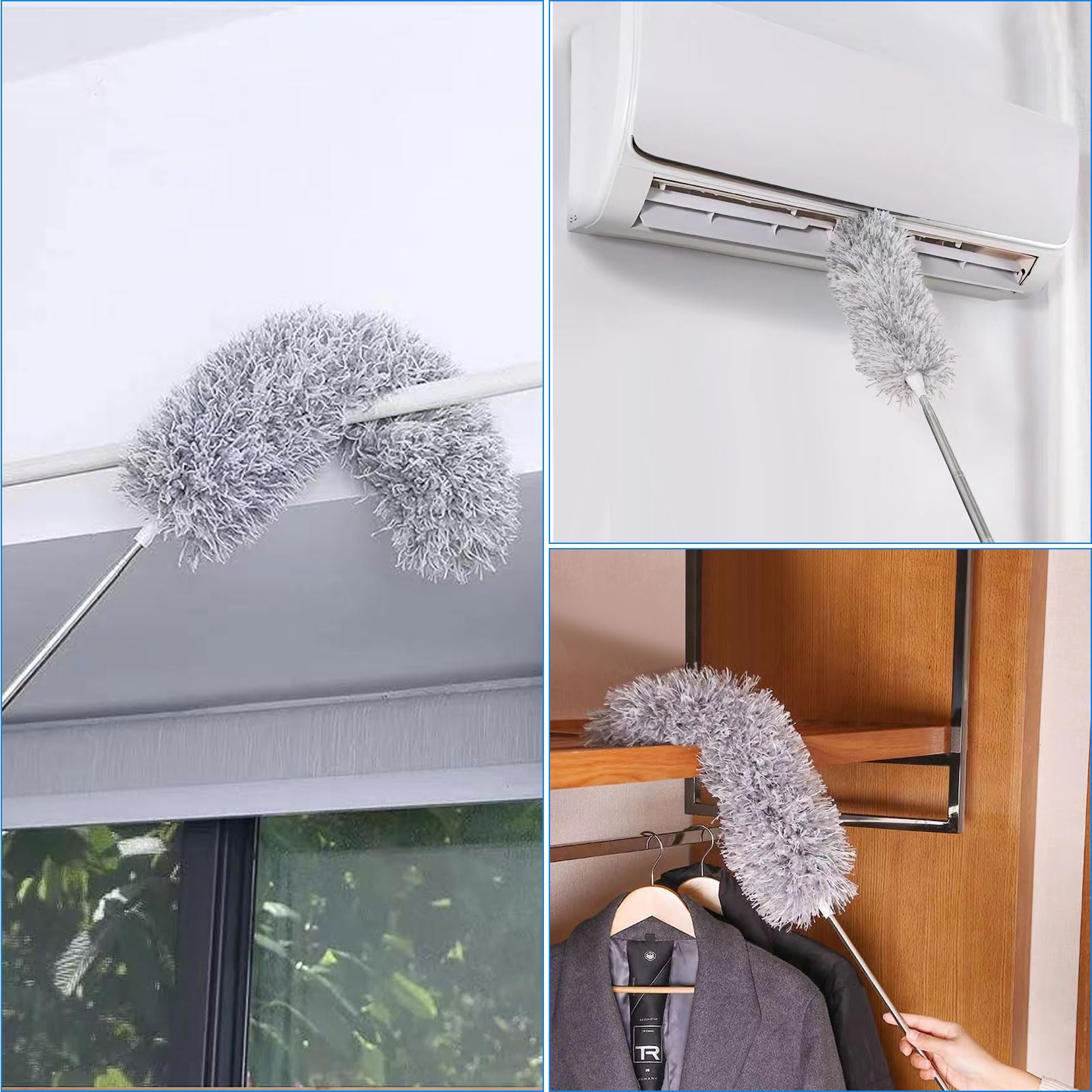 ASelected Extendable Microfiber Duster with 108" Telescoping Pole - 80-275cm Adjustable Height for Ceilings, Fans & Blinds 5