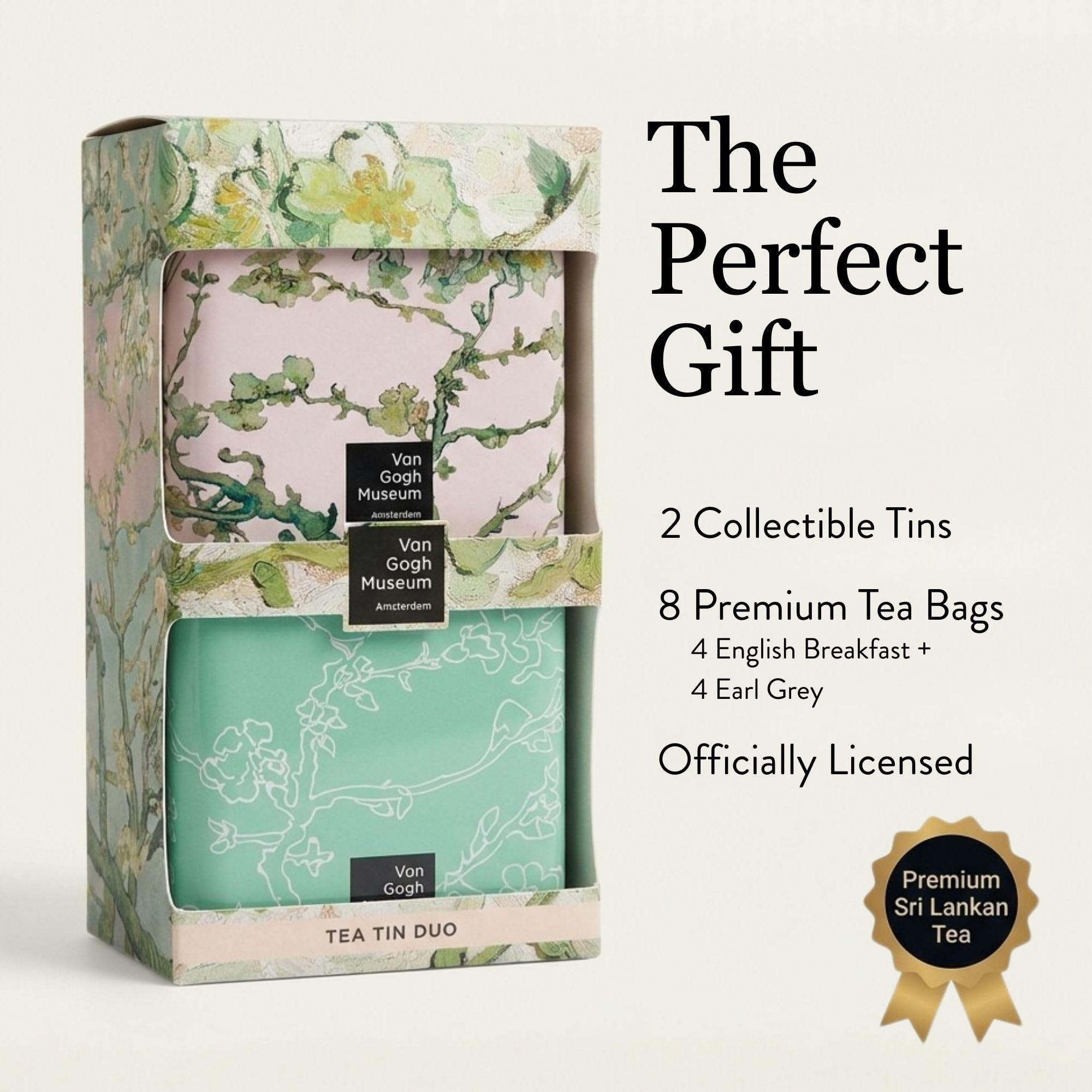 BEAMS INTERNATIONAL Van Gogh Museum Tea Caddy Tin Gift Set - 8 Tea Bags, Almond Blossom Artwork 2