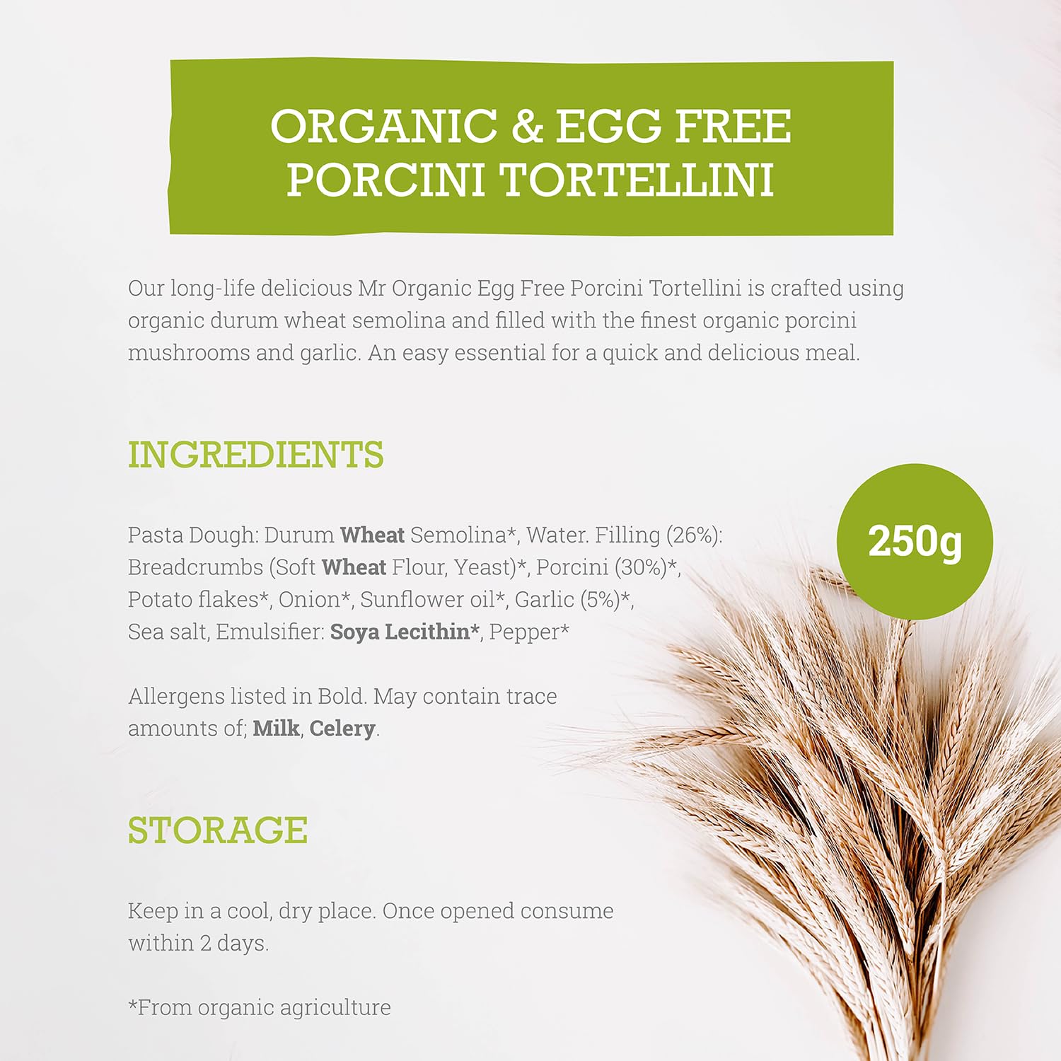 Mr Organic - Porcini Mushroom Tortellini 250g - Organic, Non-GMO, Egg-Free 3