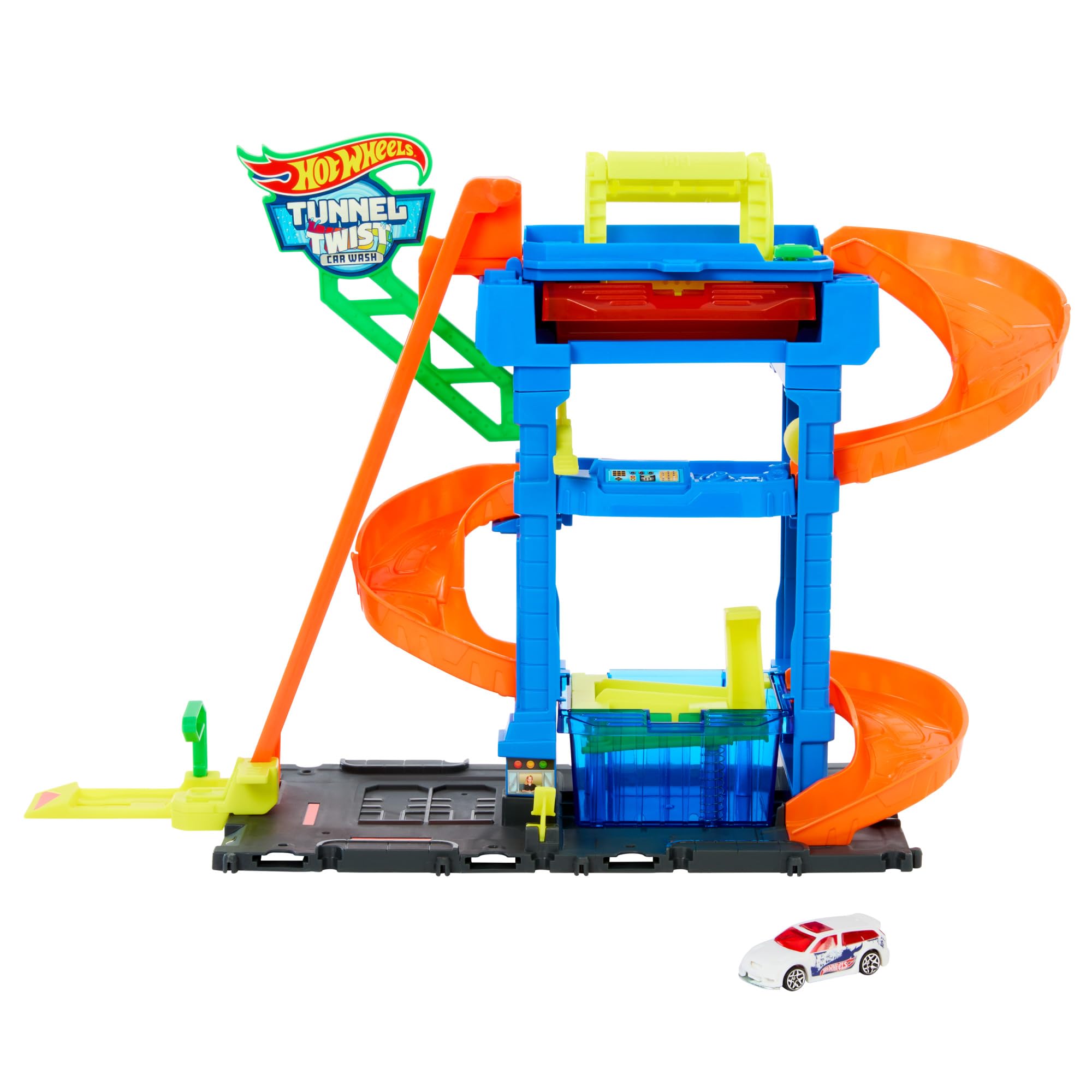 Hot Wheels Let's Race - City Tunnel Twist Car Wash Playset | Includes 1 Color Shifters Car | 1:64 Scale 6