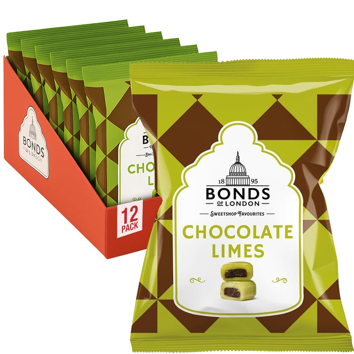 Bonds of London Chocolate Limes Boiled Sweets - 12 x 120 g