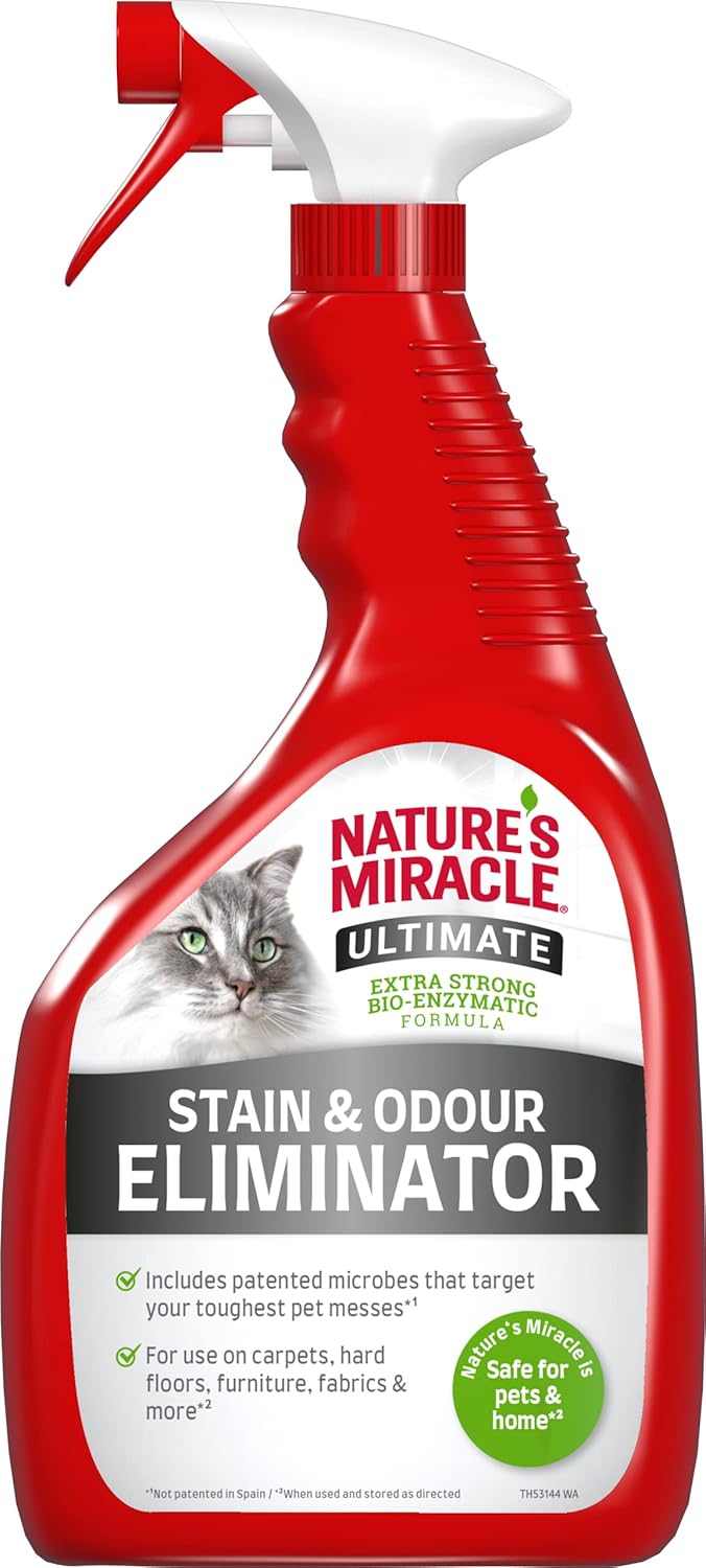 Nature's Miracle Ultimate Flecken- und Geruchsentferner für Katzen – Extra starke bioenzymatische Formel (1,03 kg)