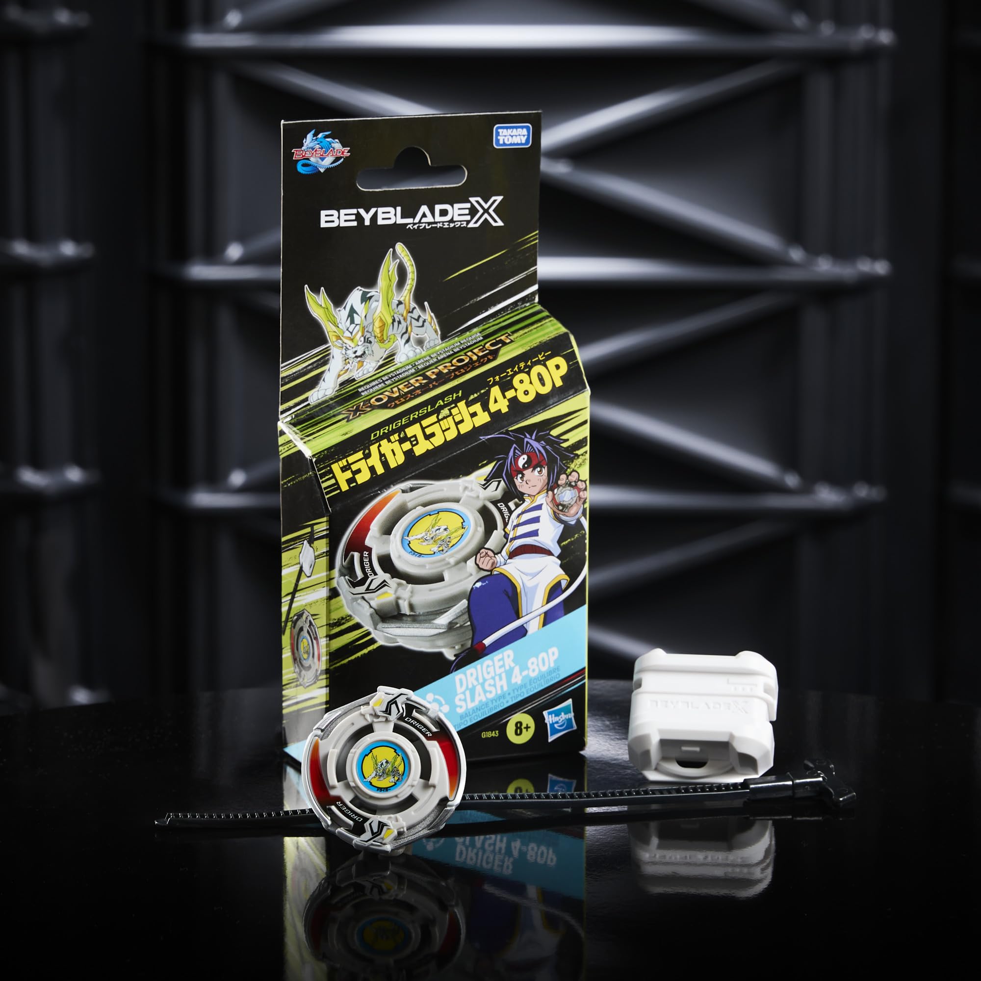 Hasbro Beyblade X X-Over Project Driger Slash 4-80P Starter Pack Top and Launcher | Balance Type 5