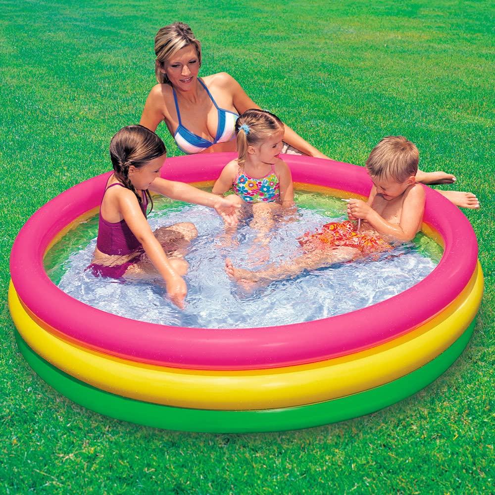 Intex Sunset Glow 45-inch Paddling Pool - Inflatable, 3 Rings, Soft Floor | Ages 3+