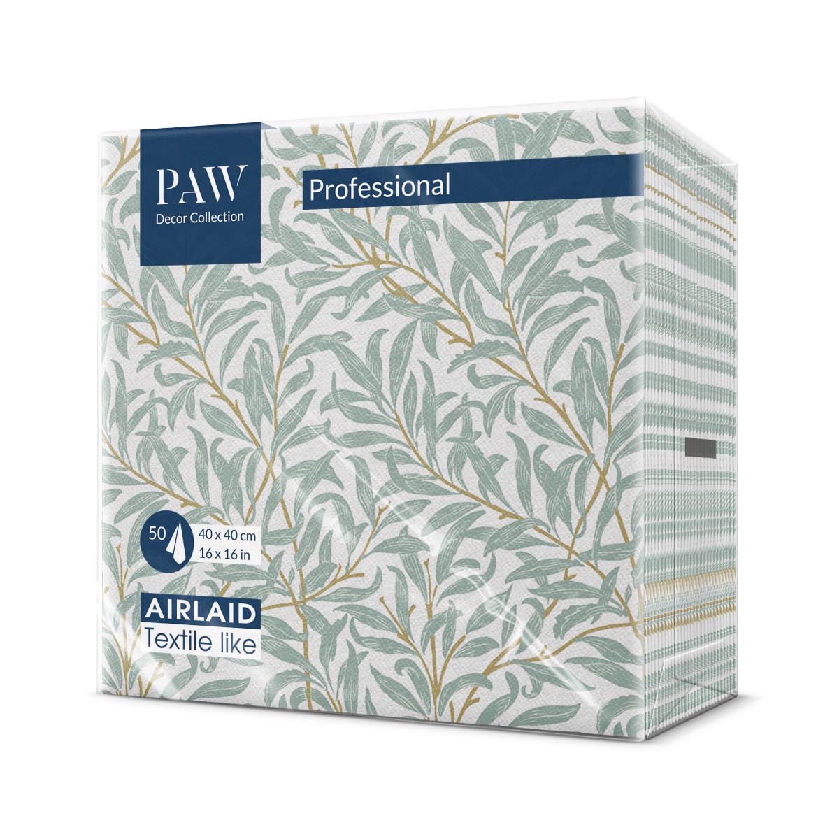 PAW Decor Collection Airlaid Cloth-Like Napkins - 40 x 40 cm, Willow Branch, 50 Count 1