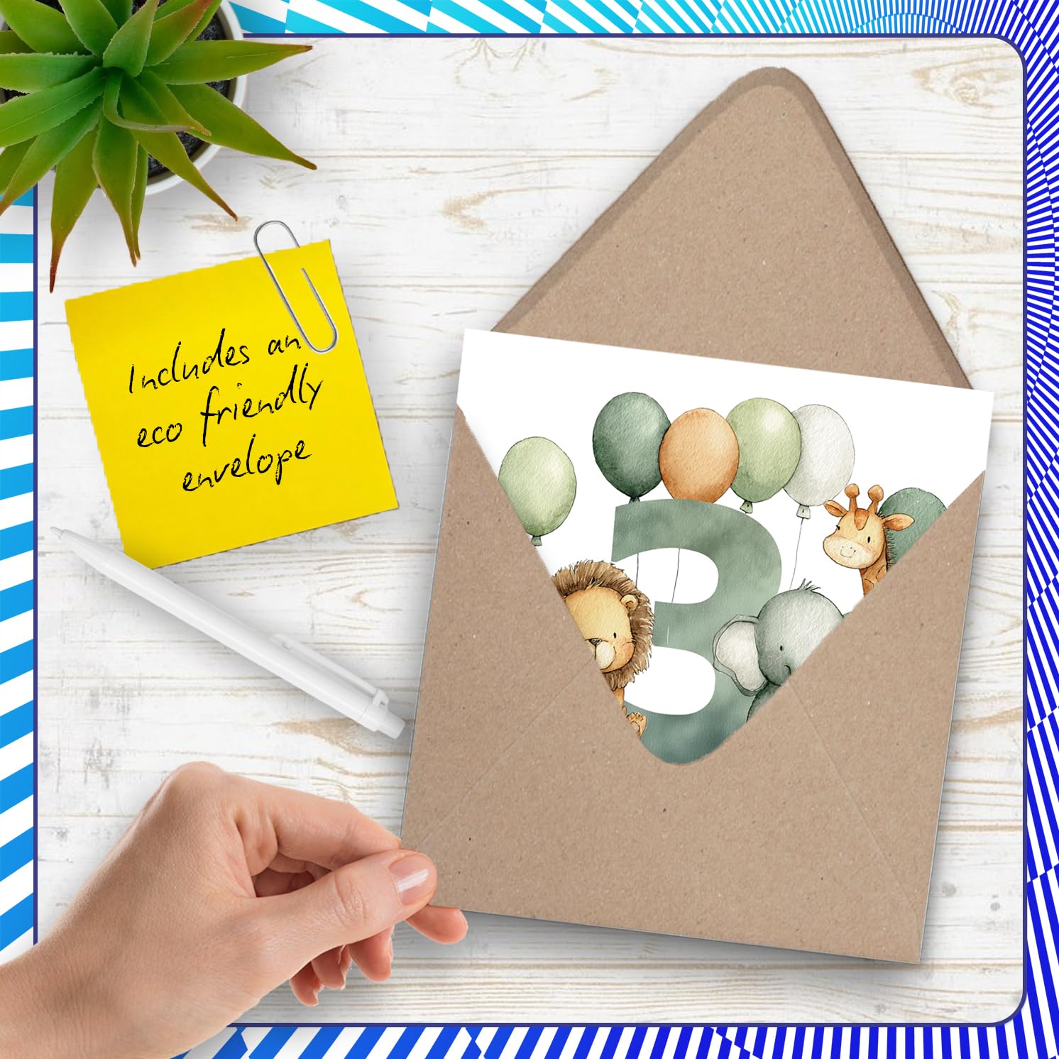 Stuff4 3rd Birthday Card for Boys - Jungle Numbers Design | 145mm x 145mm | Blank Inside 5
