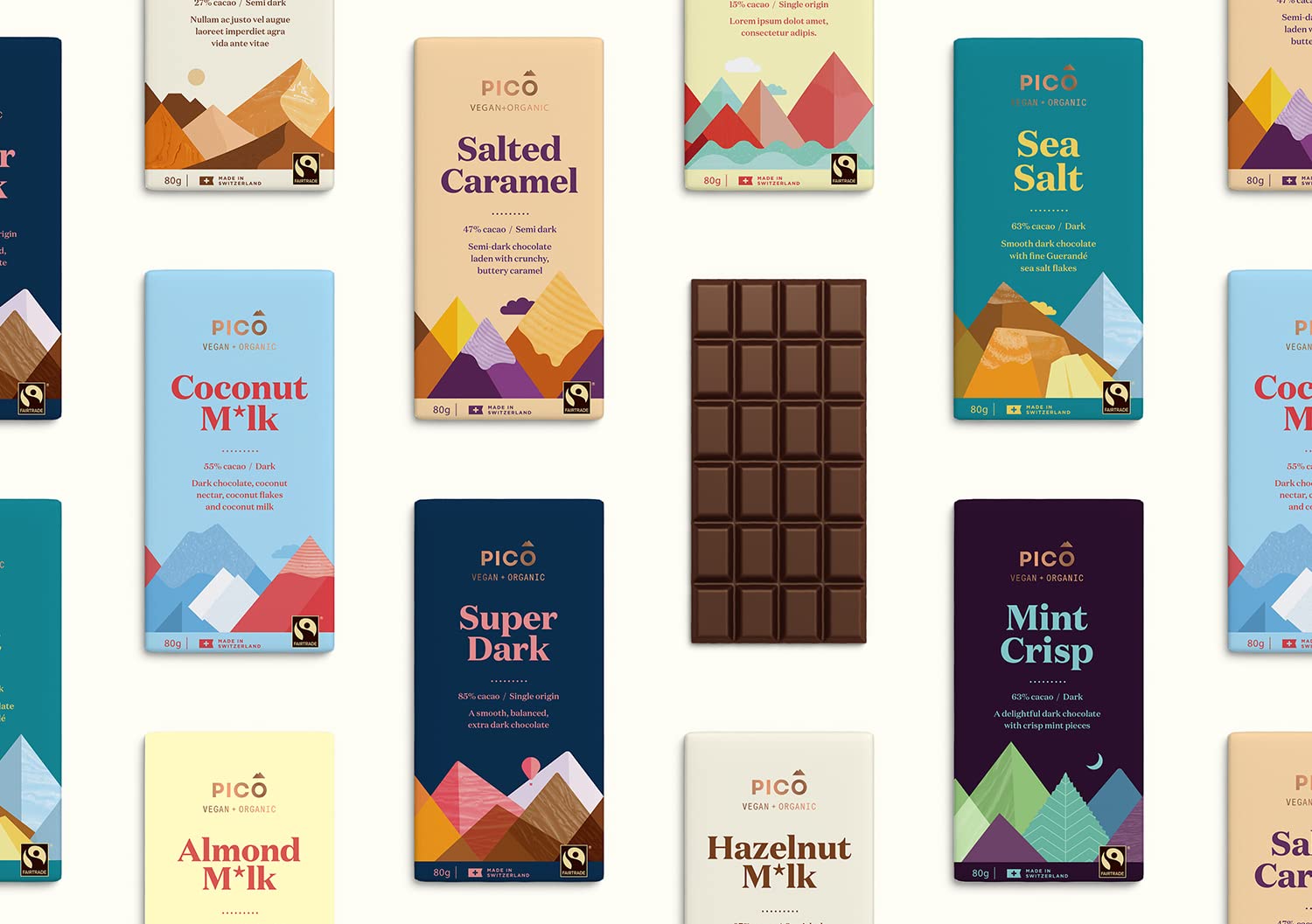 Pico Chocolate - Organic Super Dark Chocolate Bar 85% Cocoa, Vegan & Dairy-Free 12