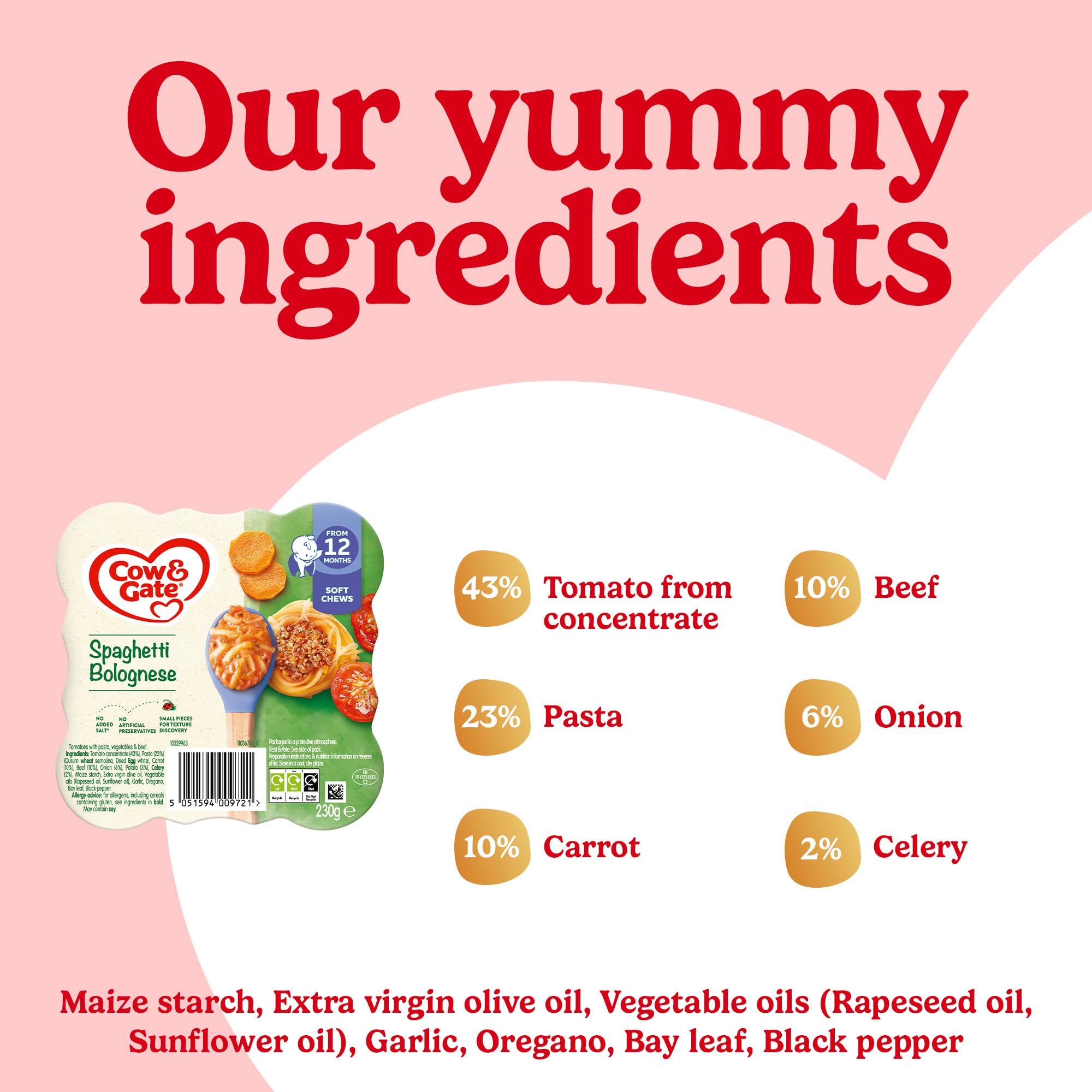 Cow & Gate Spaghetti Bolognese Baby Meal - 12+ Months, 5 x 230g Pack 2