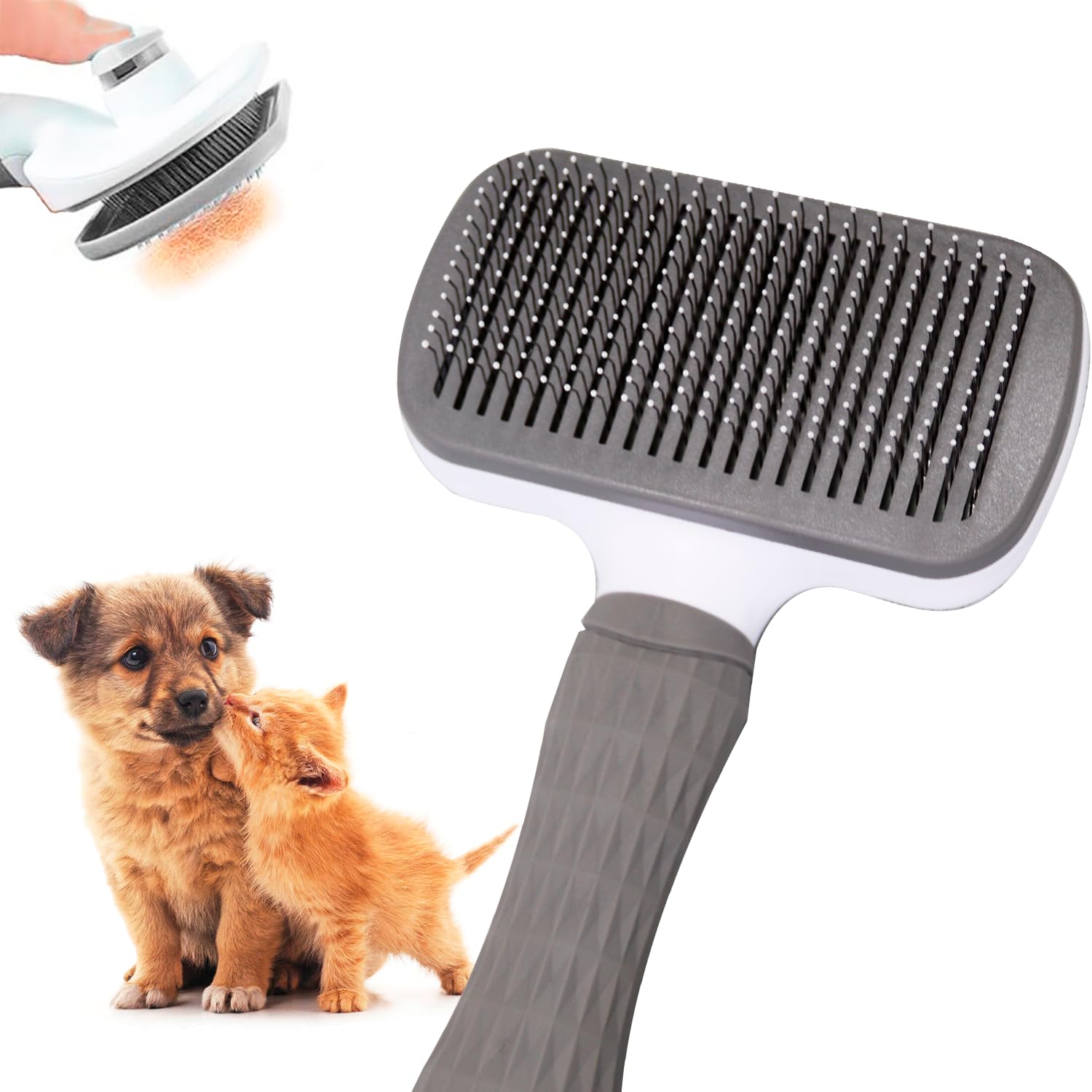 Edipets Pet Brush - Detangling & Undercoat Removal | Steel Bristles with Rubber Tips | Gray