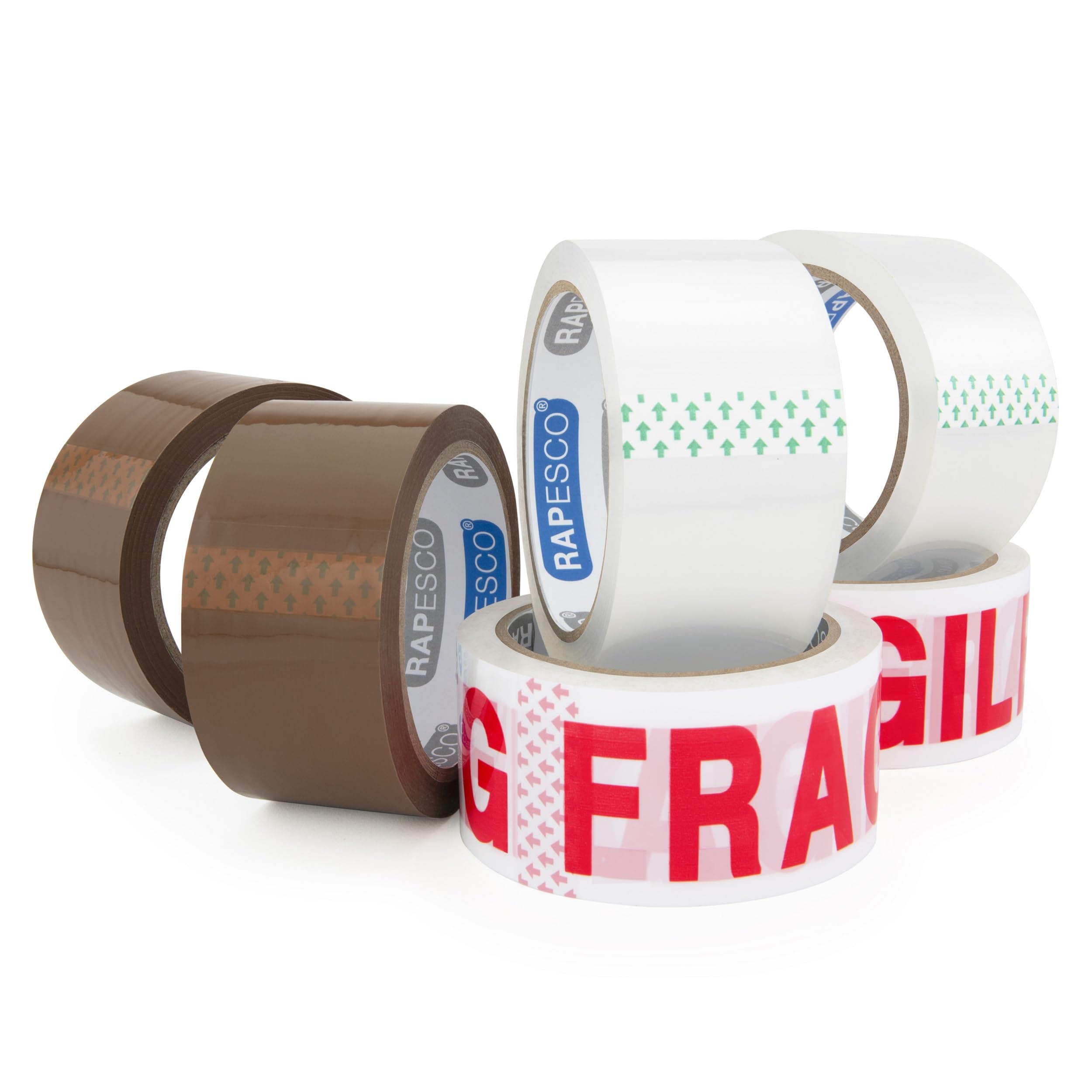 RAPESCO Strong Packing Tape Variety Pack - 6 Rolls, 50mm Wide, 50m Length | Moisture Resistant 1